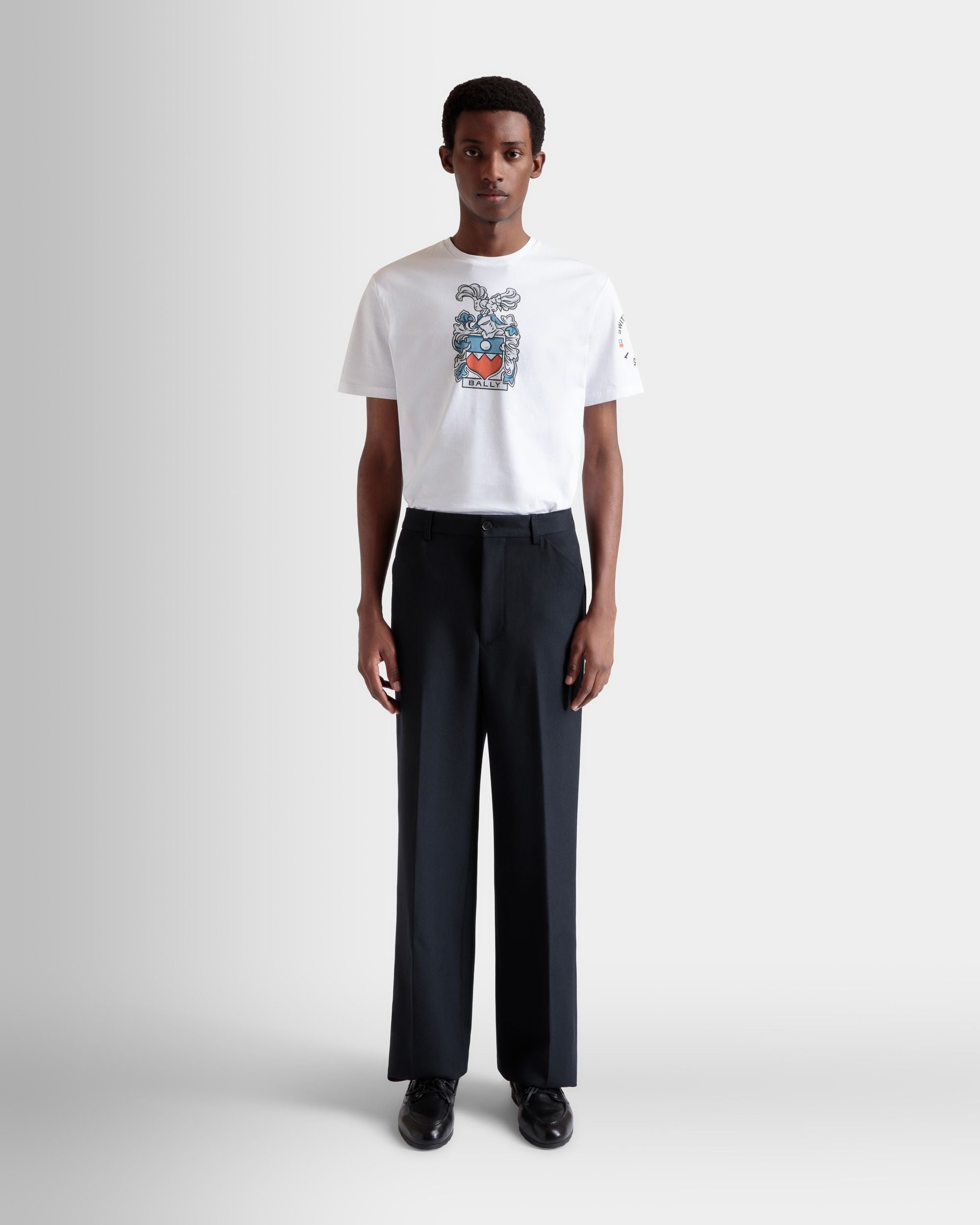Pantalon Évasé En Laine Navy Blue - Homme - Bally - 02