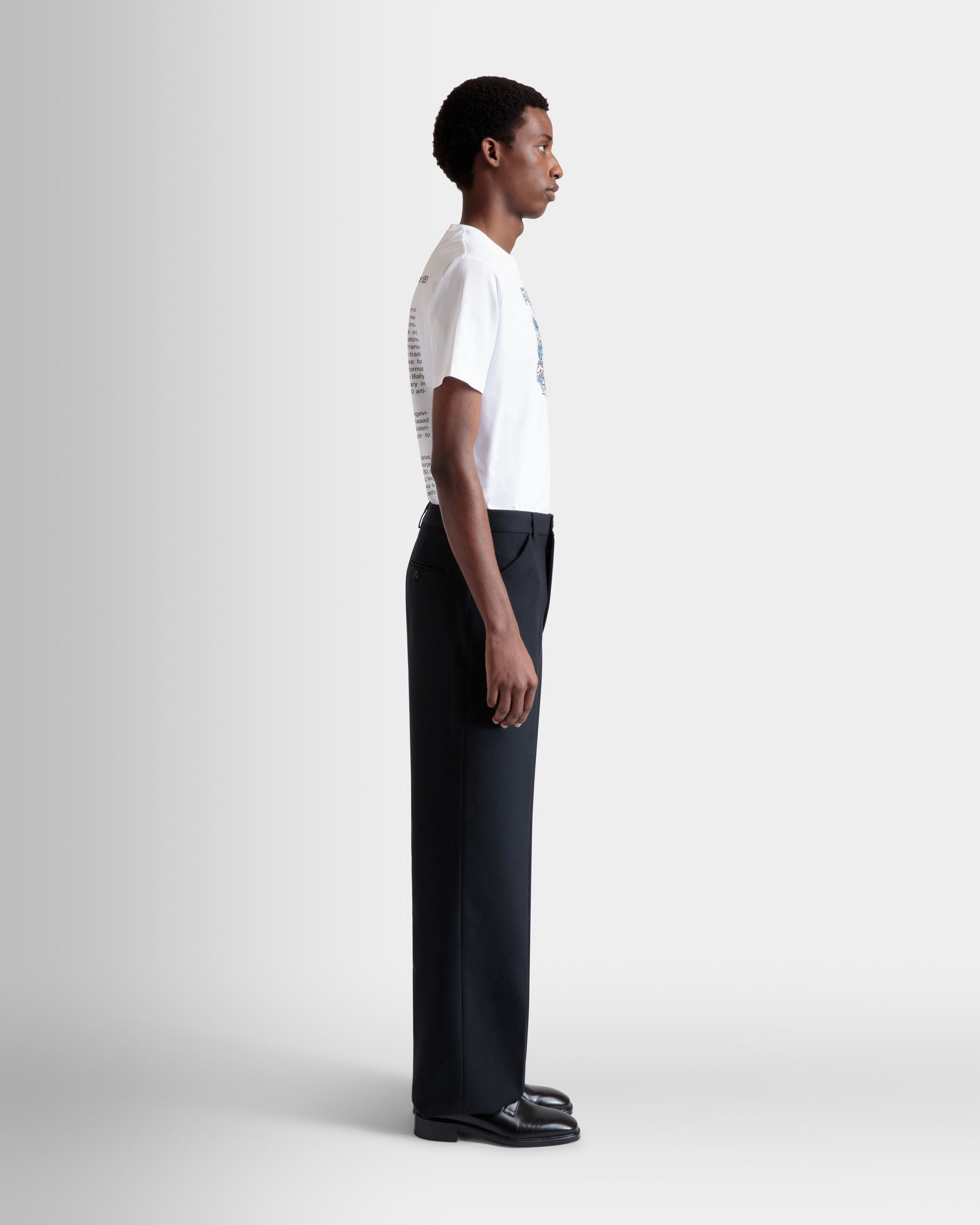 Pantalon Évasé En Laine Navy Blue - Homme - Bally - 05