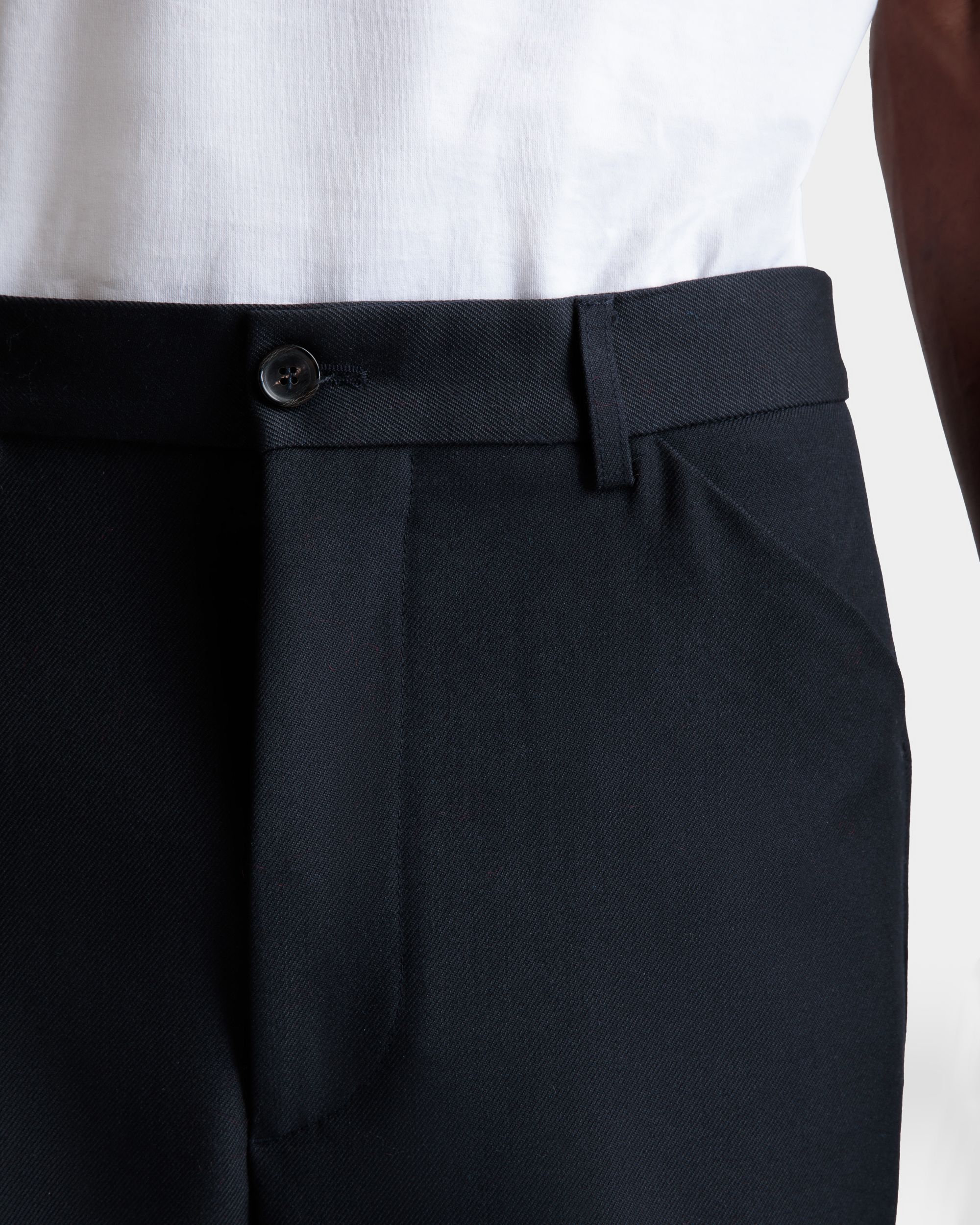 Pantalon Évasé En Laine Navy Blue - Homme - Bally - 08