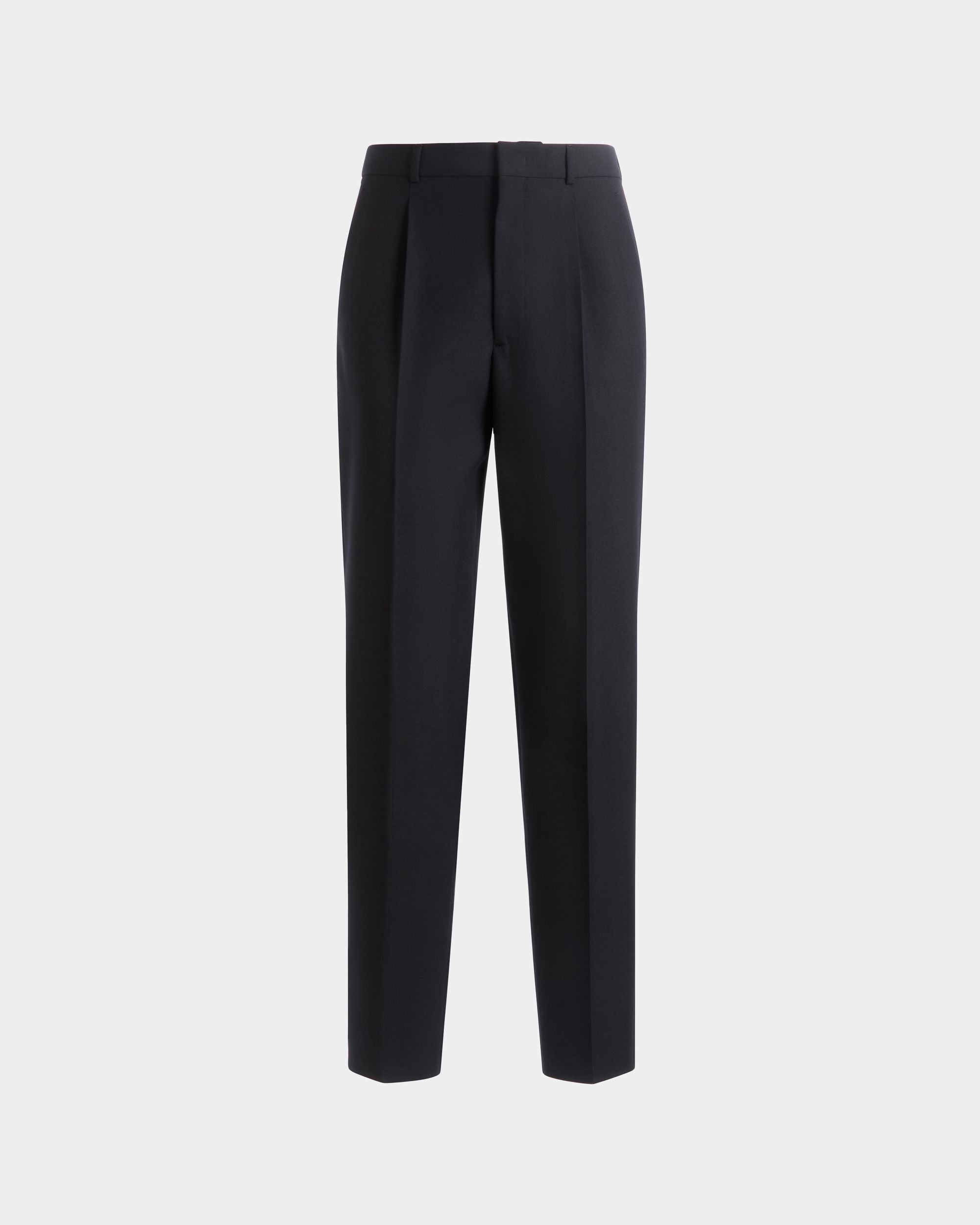 Pantalon À Pinces En Laine Mélangée Navy Blue - Homme - Bally - 01
