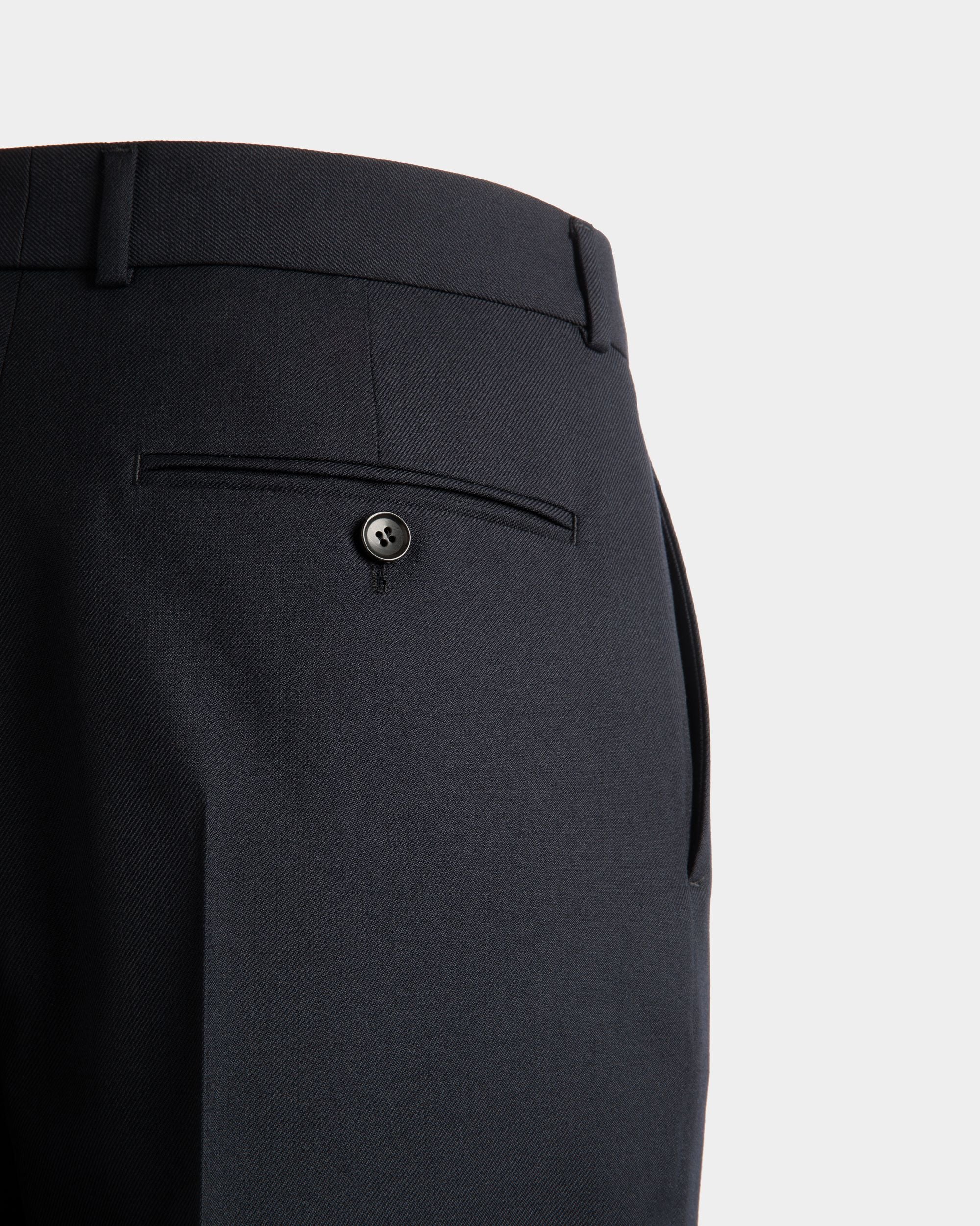 Pantalon À Pinces En Laine Mélangée Navy Blue - Homme - Bally - 04