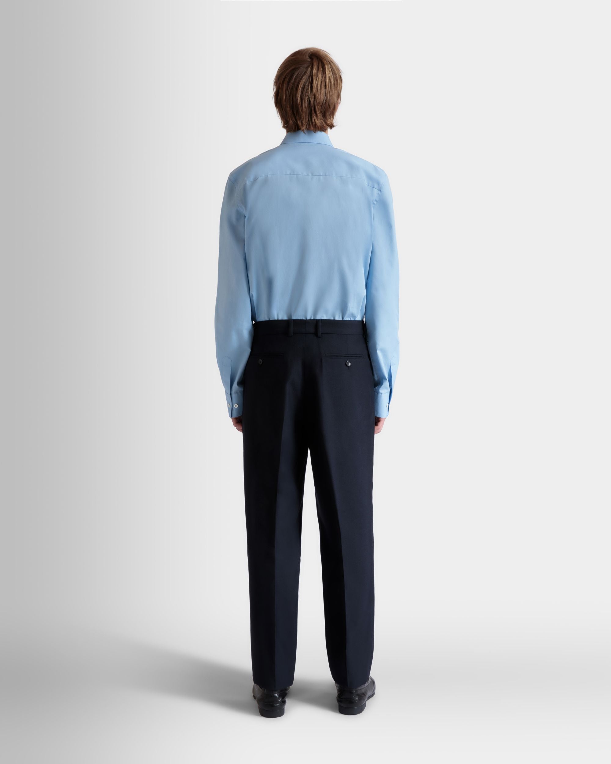 Pantalon À Pinces En Laine Mélangée Navy Blue - Homme - Bally - 06