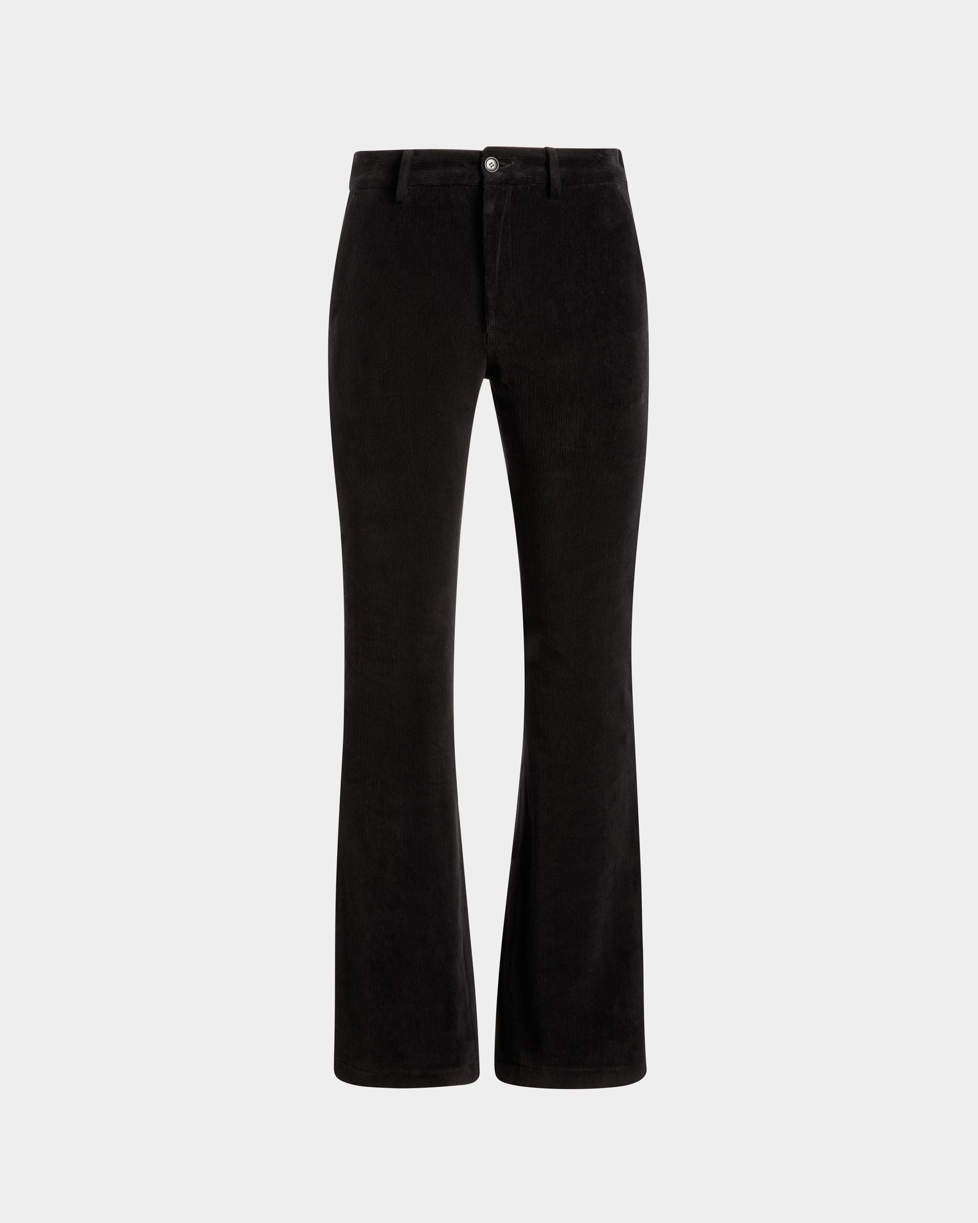Pantalon Évasé En Velours Côtelé De Coton Noir - Homme - Bally - 01