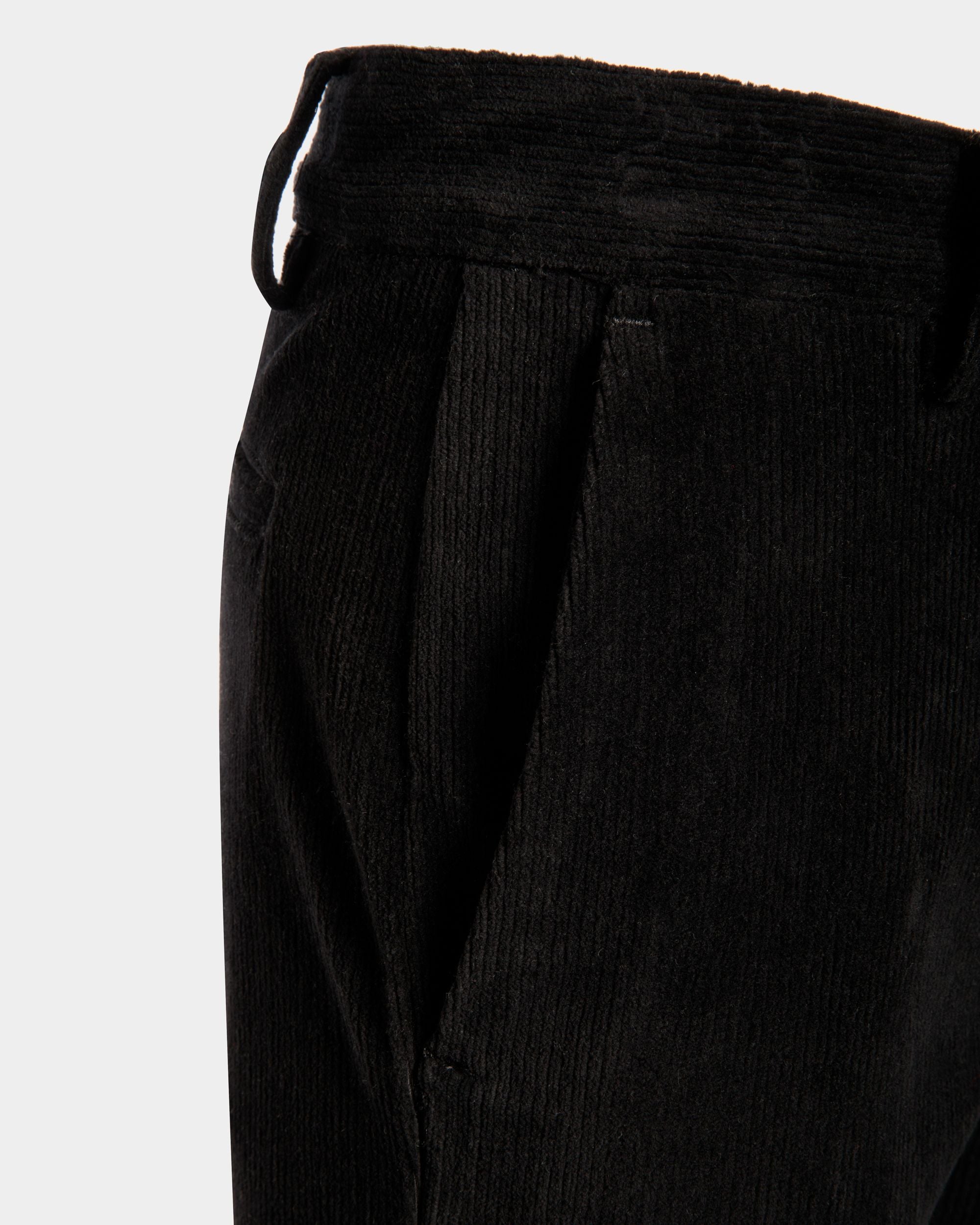 Pantalon Évasé En Velours Côtelé De Coton Noir - Homme - Bally - 04