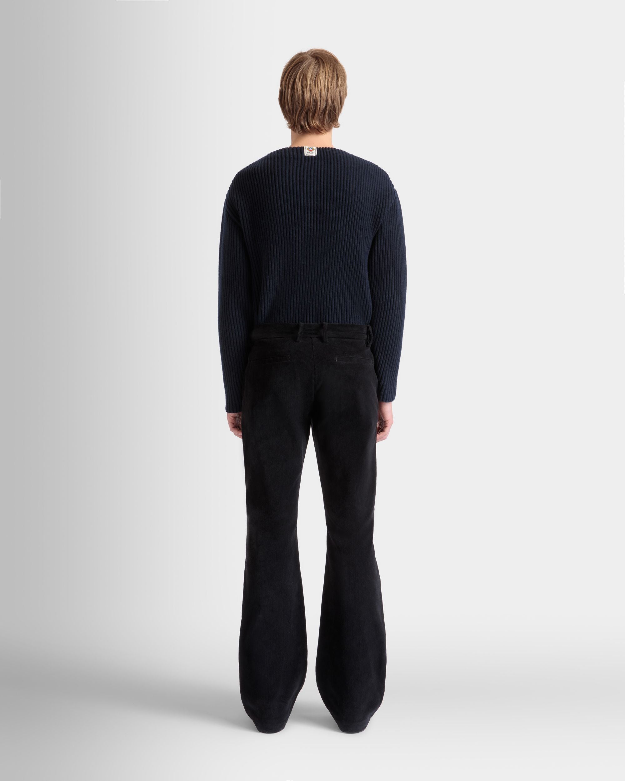 Pantalon Évasé En Velours Côtelé De Coton Noir - Homme - Bally - 06