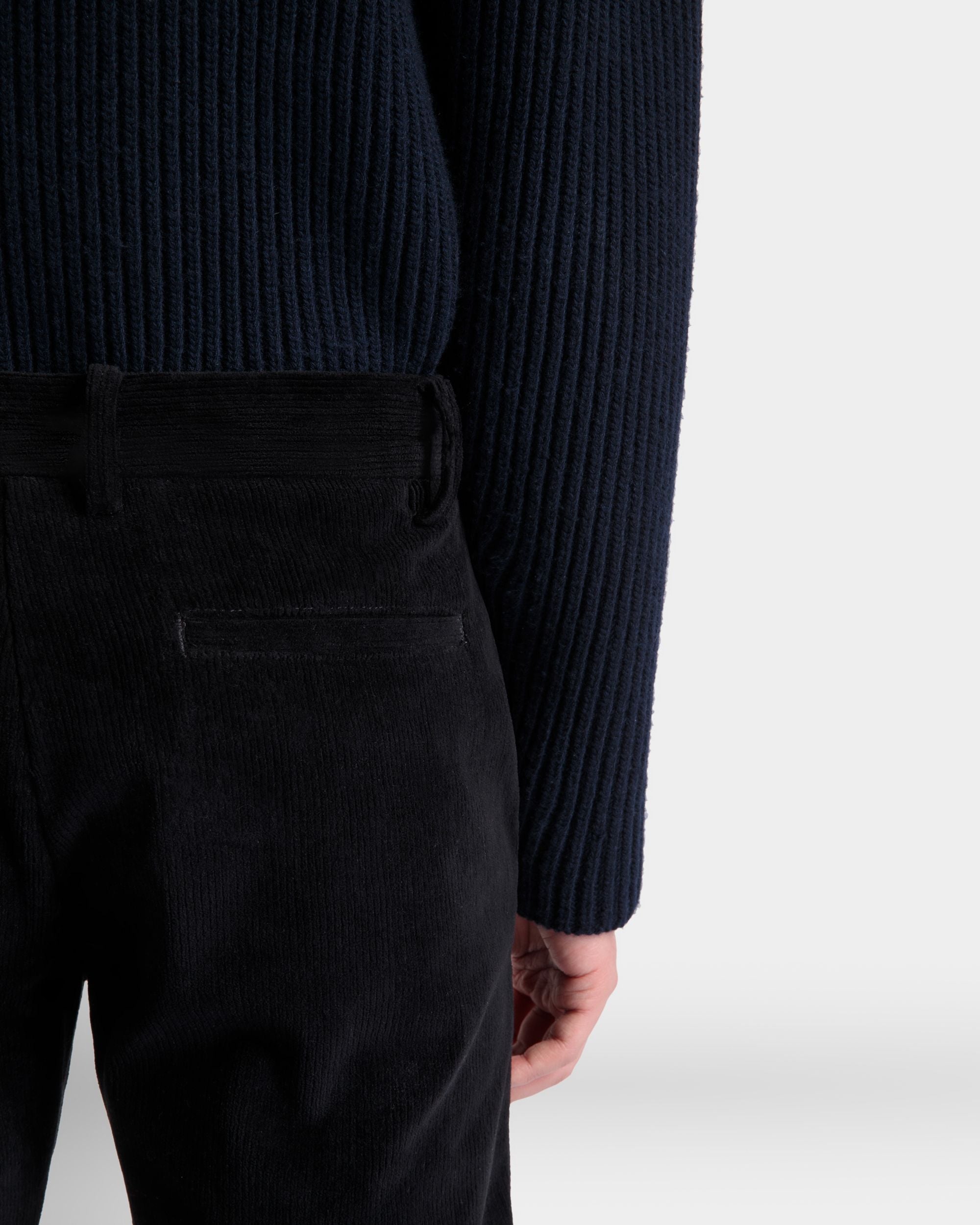 Pantalon Évasé En Velours Côtelé De Coton Noir - Homme - Bally - 08