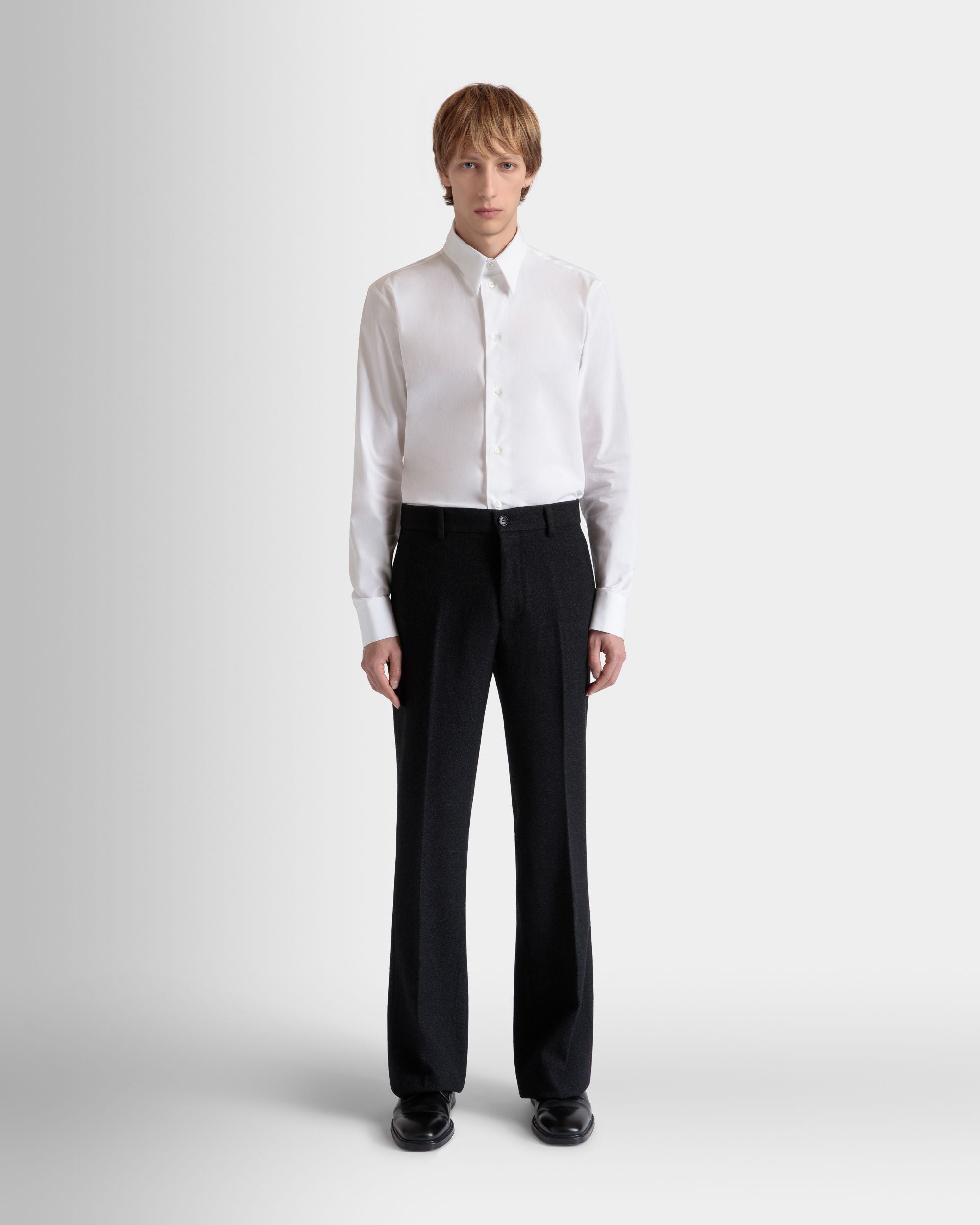Pantalon À Pinces En Laine Gris Foncé - Homme - Bally - 02