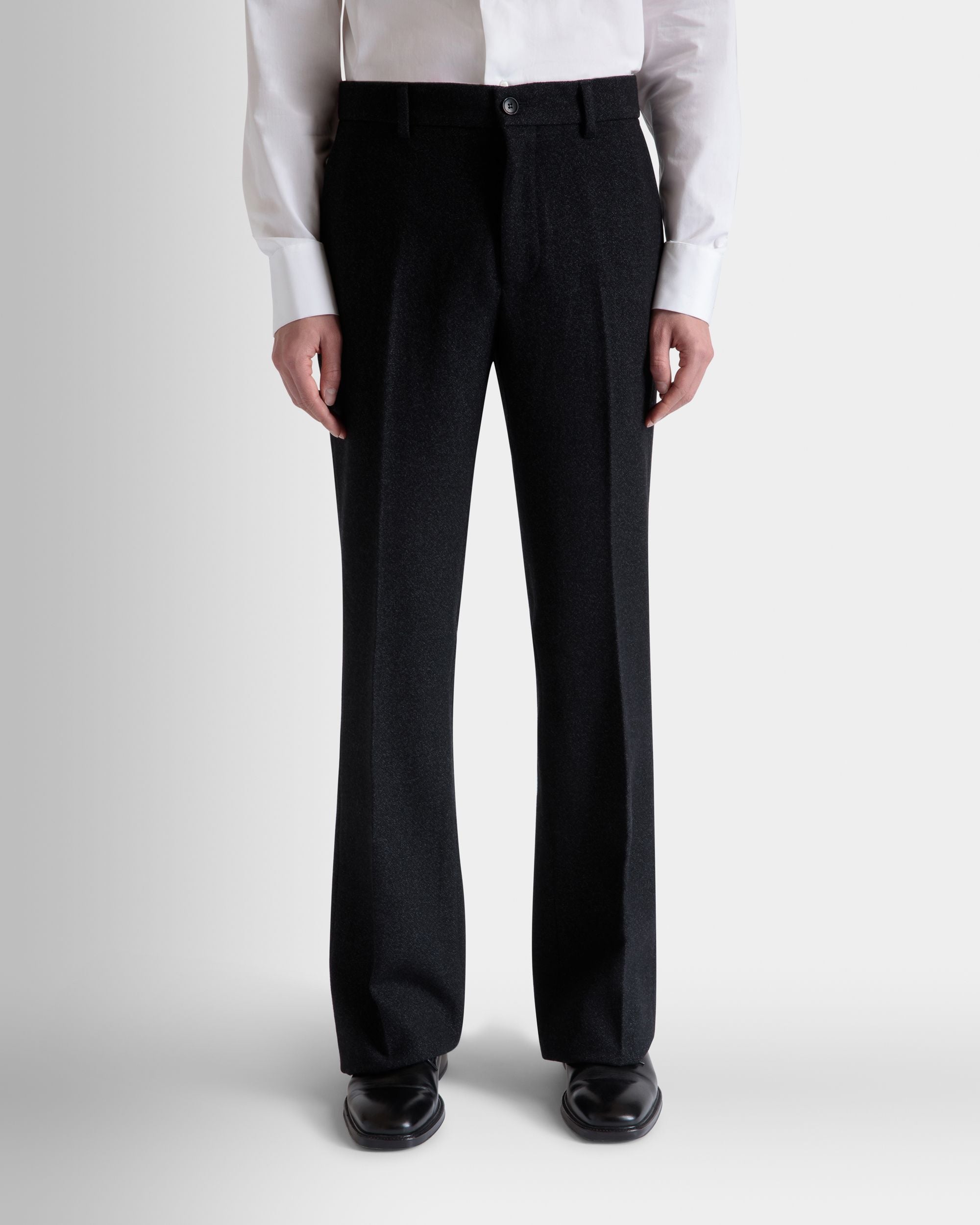 Pantalon À Pinces En Laine Gris Foncé - Homme - Bally - 03