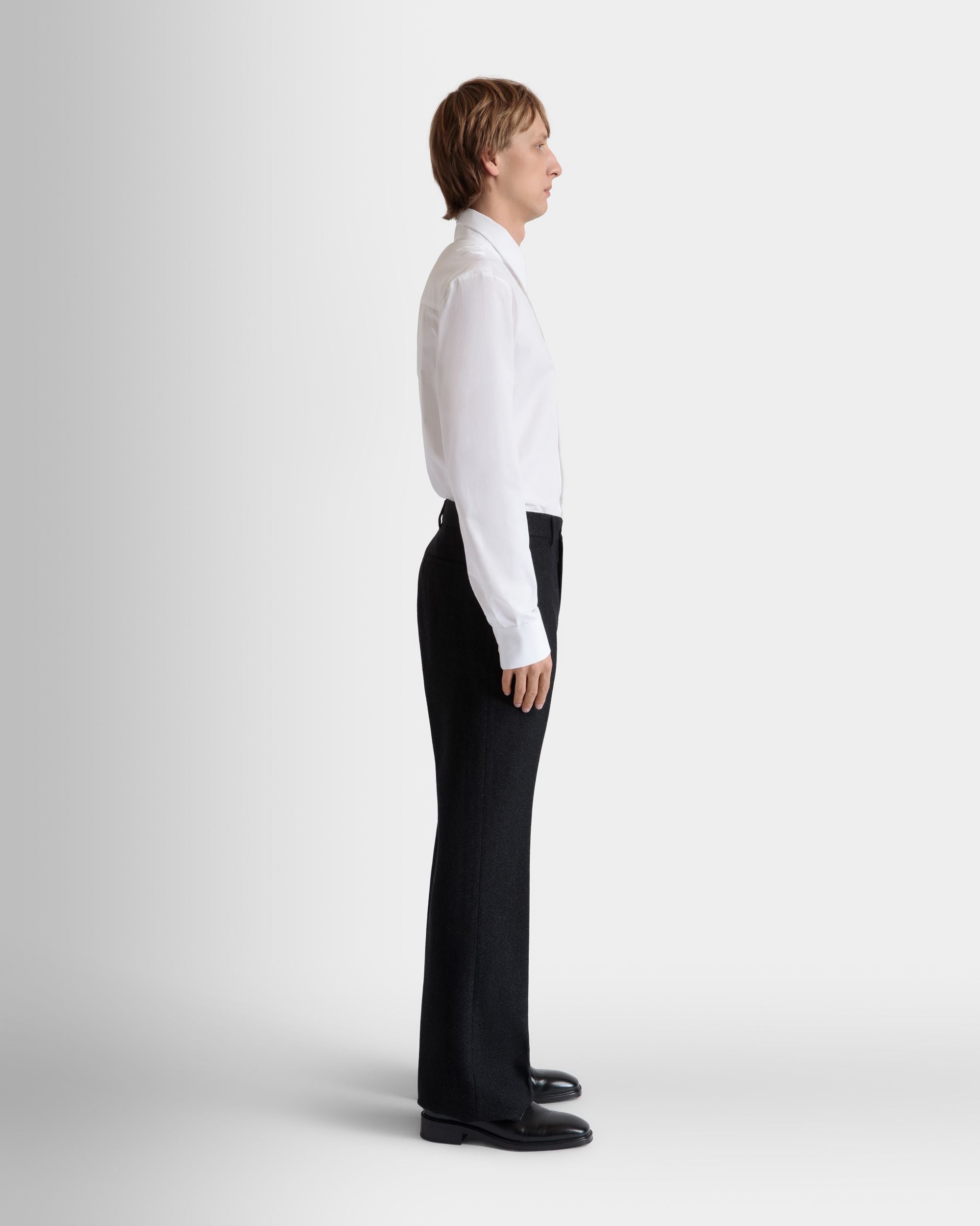 Pantalon À Pinces En Laine Gris Foncé - Homme - Bally - 05