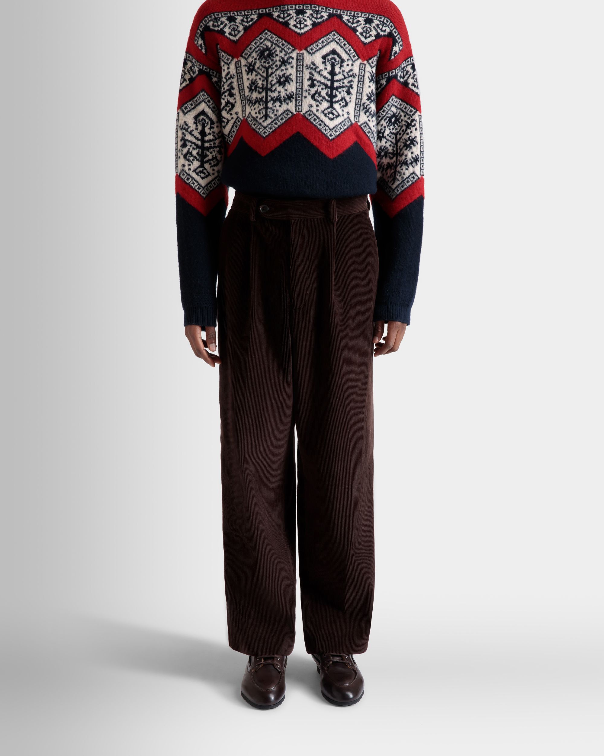 Pantalon À Pinces De La Capsule D’hiver En Velours Côtelé De Coton Ebano - Homme - Bally - 08