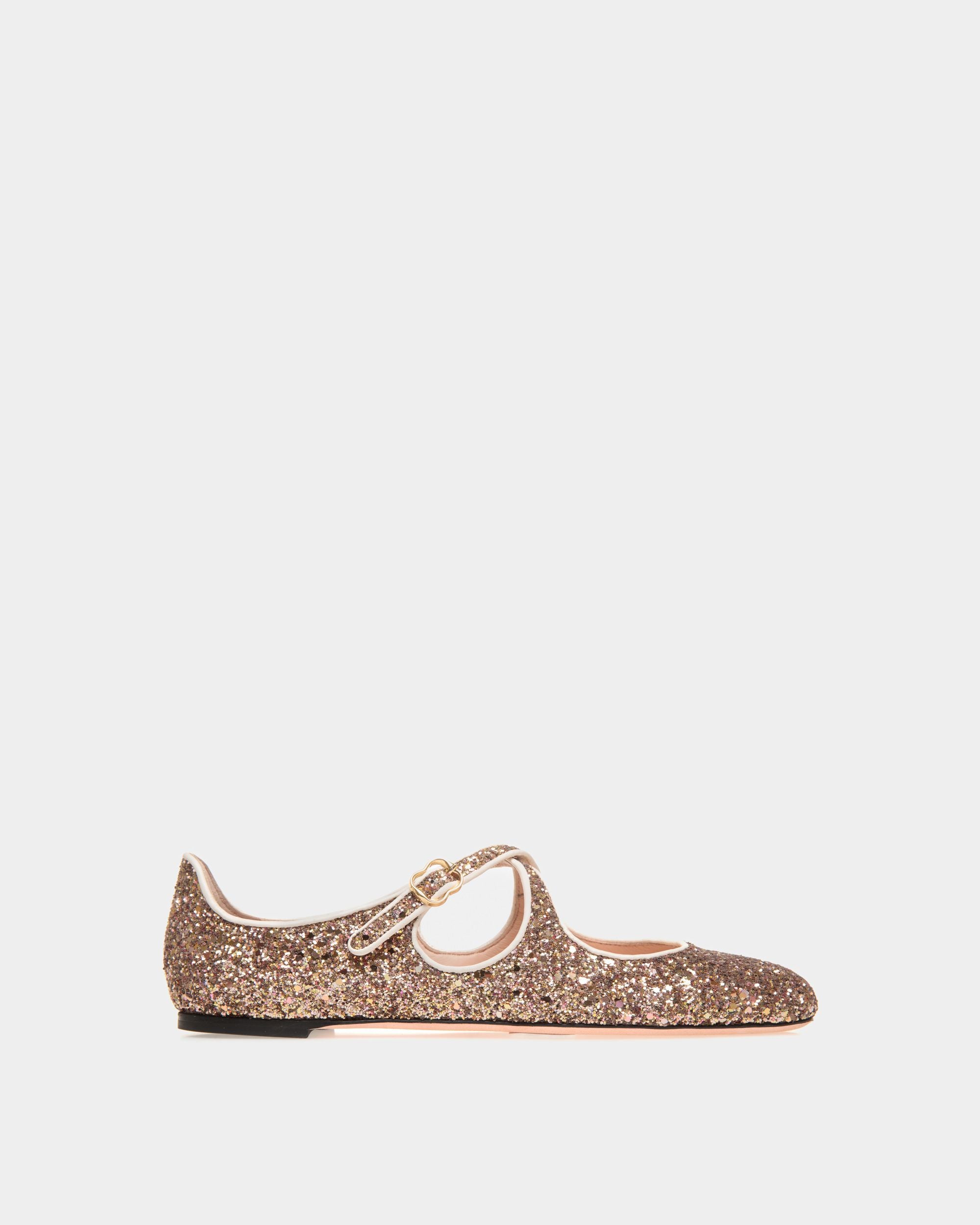 Chaussure À Talon Plat Ballyrina À Paillettes Couleur Bronze - Femme - Bally - 01