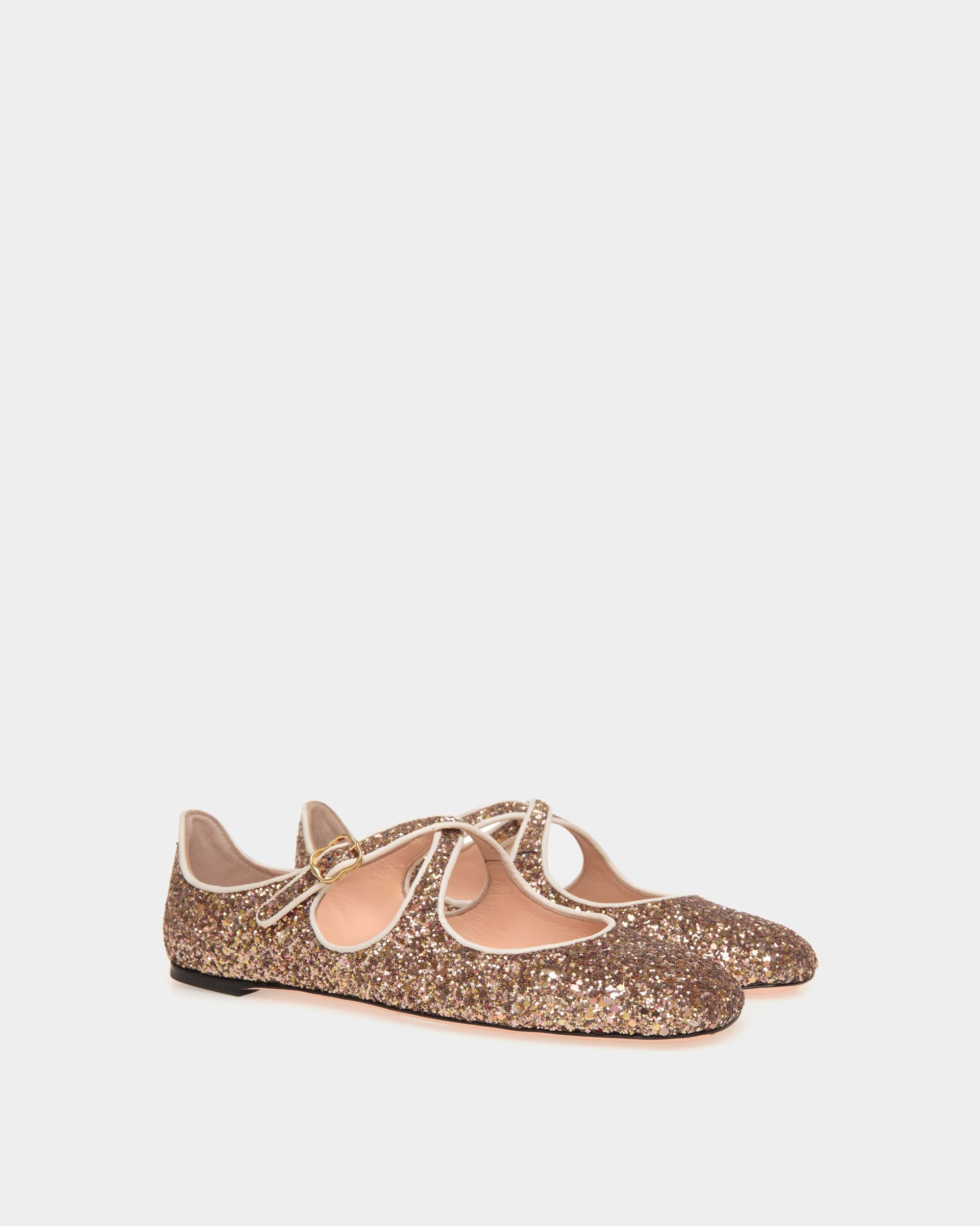 Chaussure À Talon Plat Ballyrina À Paillettes Couleur Bronze - Femme - Bally - 02