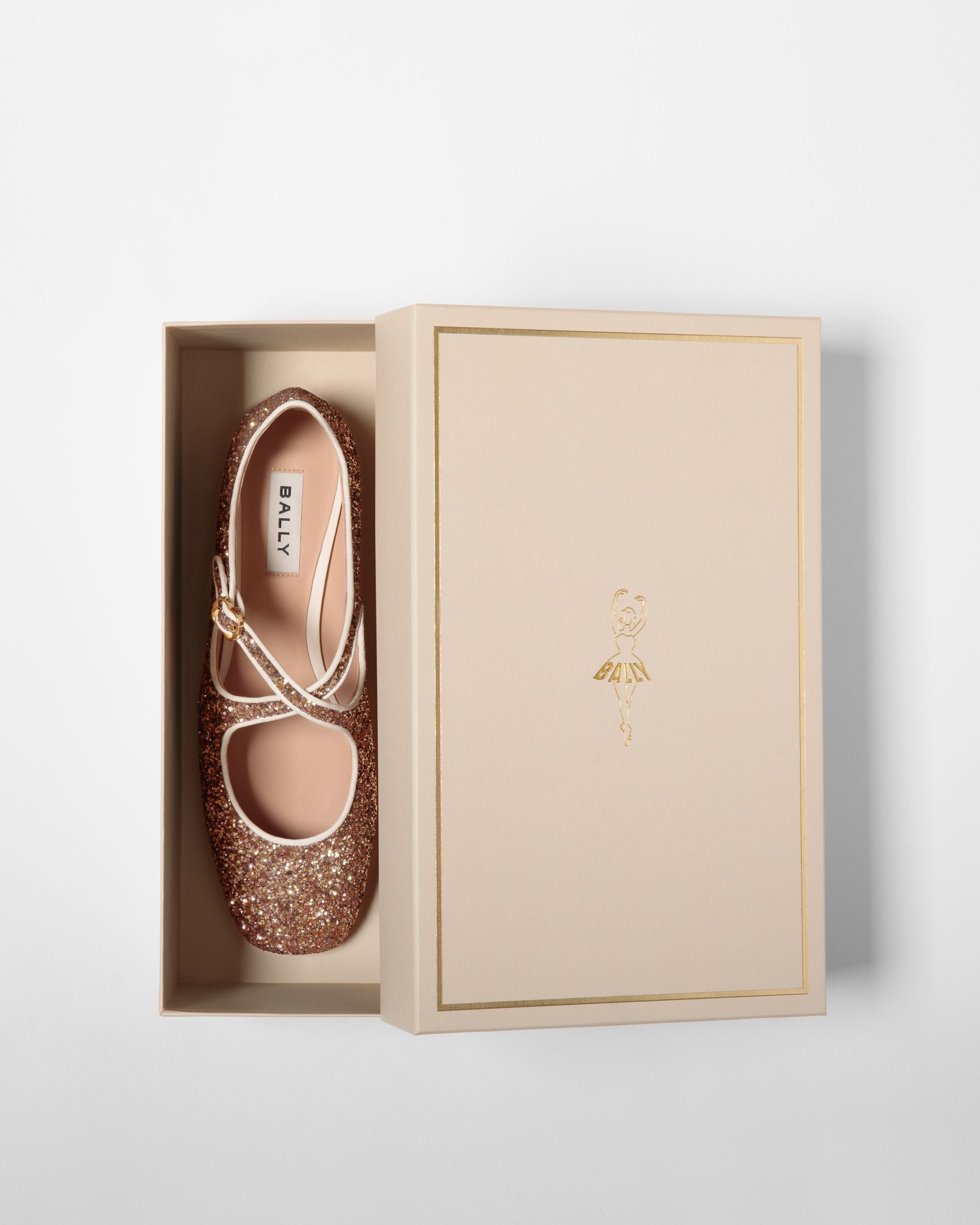 Chaussure À Talon Plat Ballyrina À Paillettes Couleur Bronze - Femme - Bally - 06