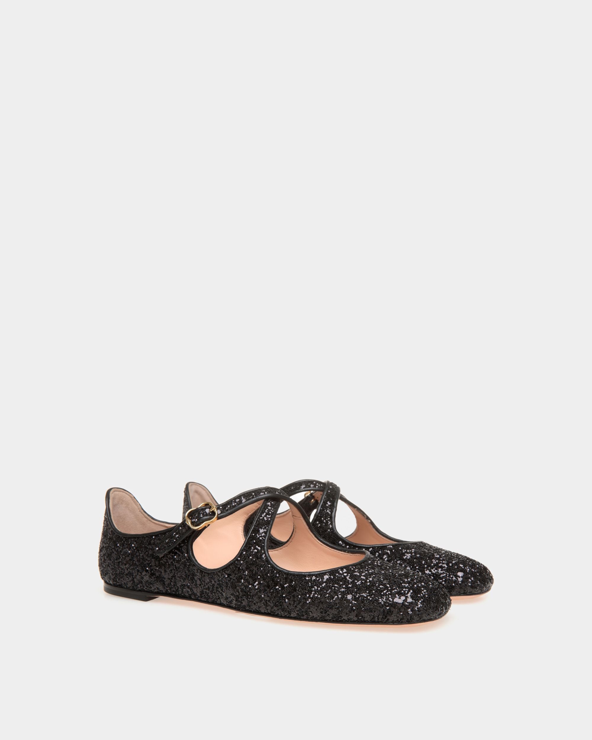 Chaussure À Talon Plat Ballyrina À Paillettes Noires - Femme - Bally - 02