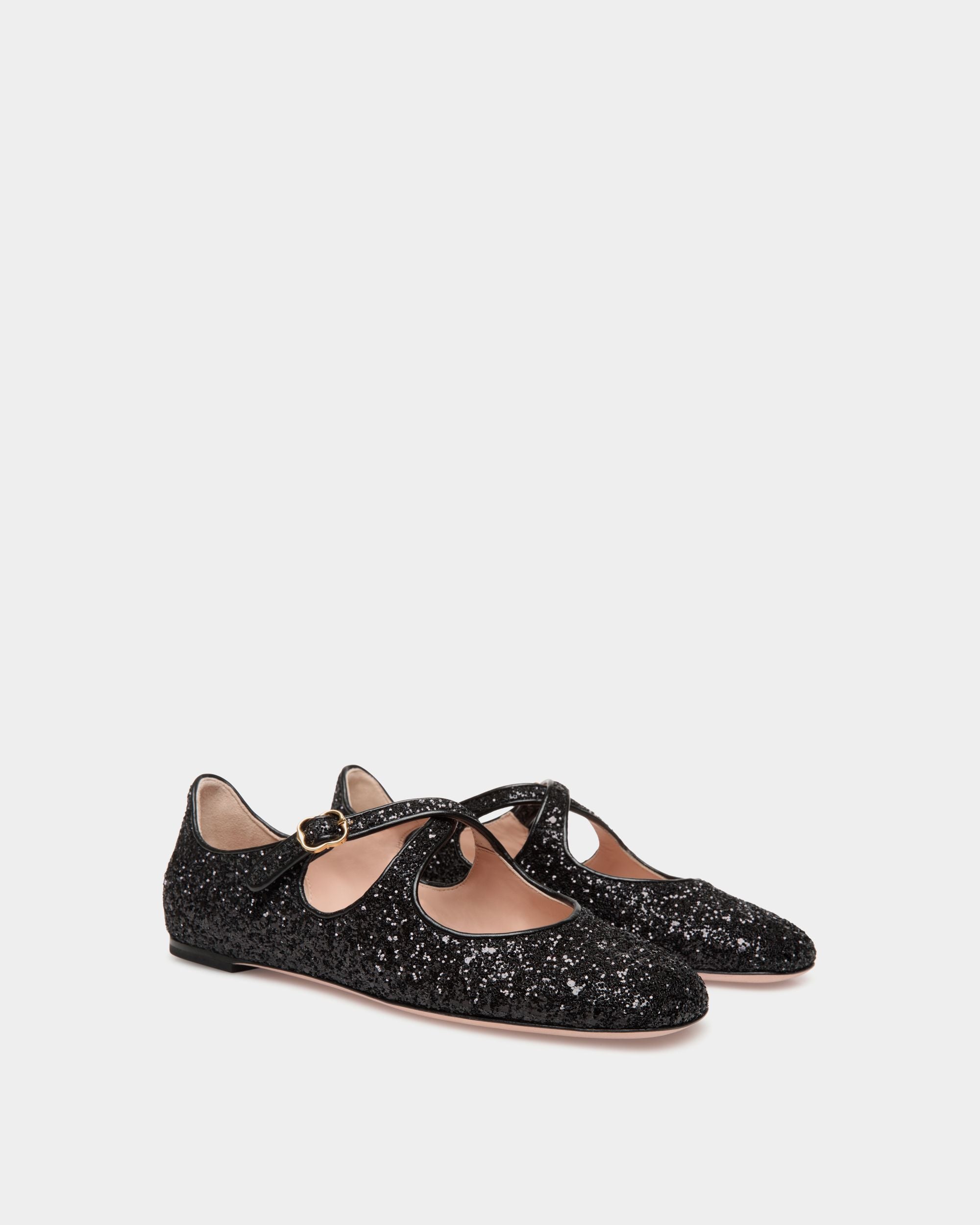 Chaussure À Talon Plat Ballyrina À Paillettes Noires - Femme - Bally - 02