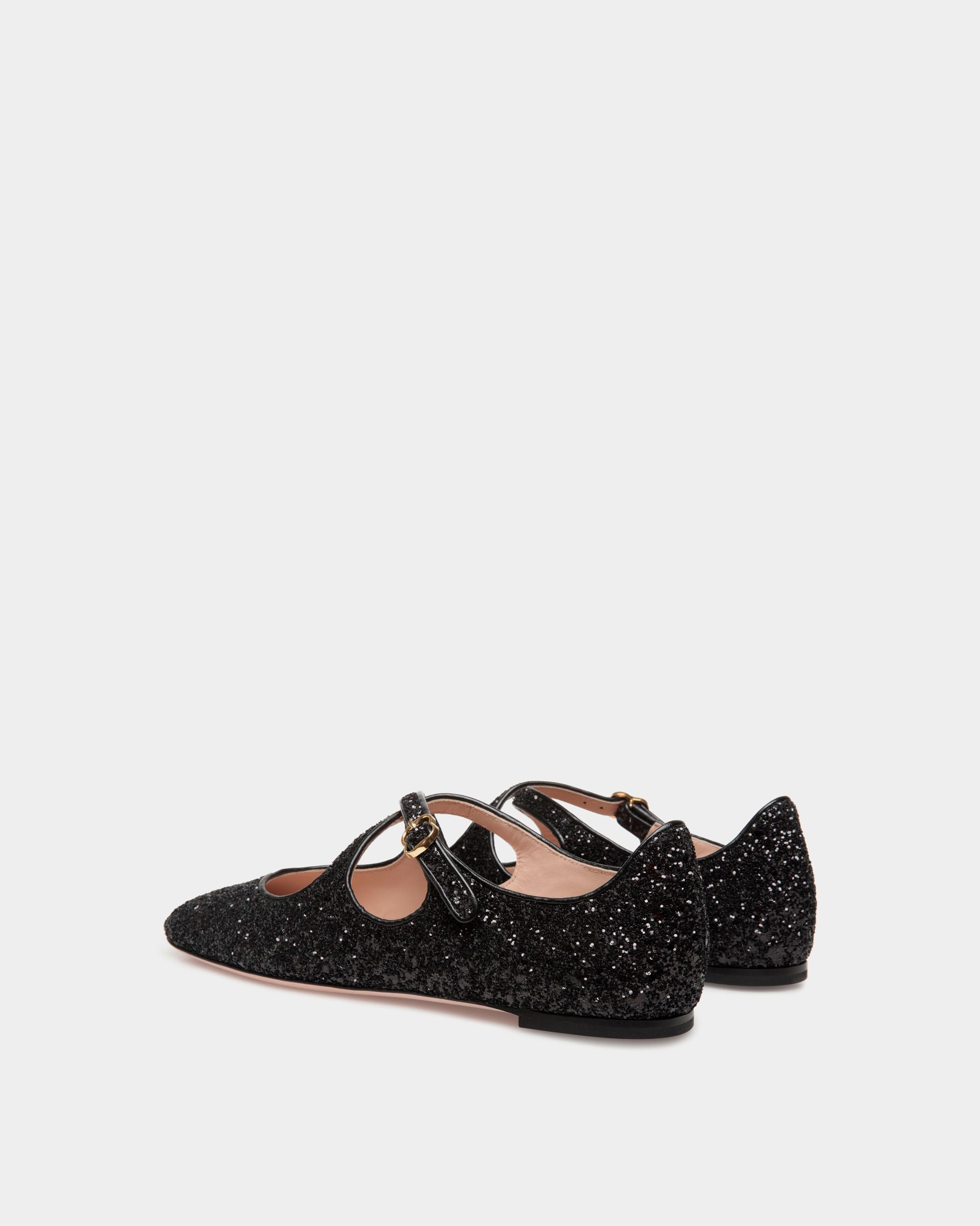 Chaussure À Talon Plat Ballyrina À Paillettes Noires - Femme - Bally - 03