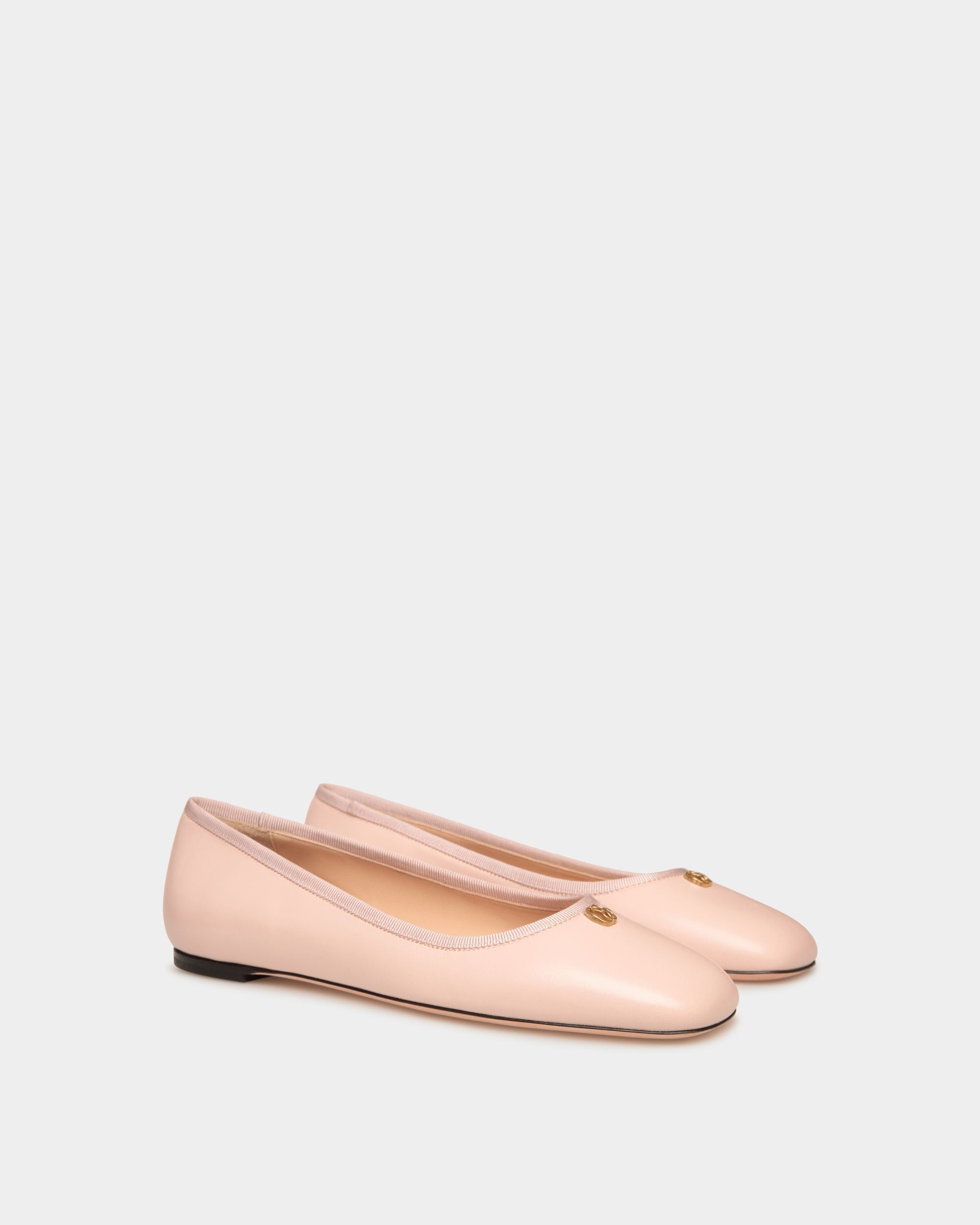 Chaussure À Talon Plat Ballyrina En Cuir Nappa Rose Clair - Femme - Bally - 02