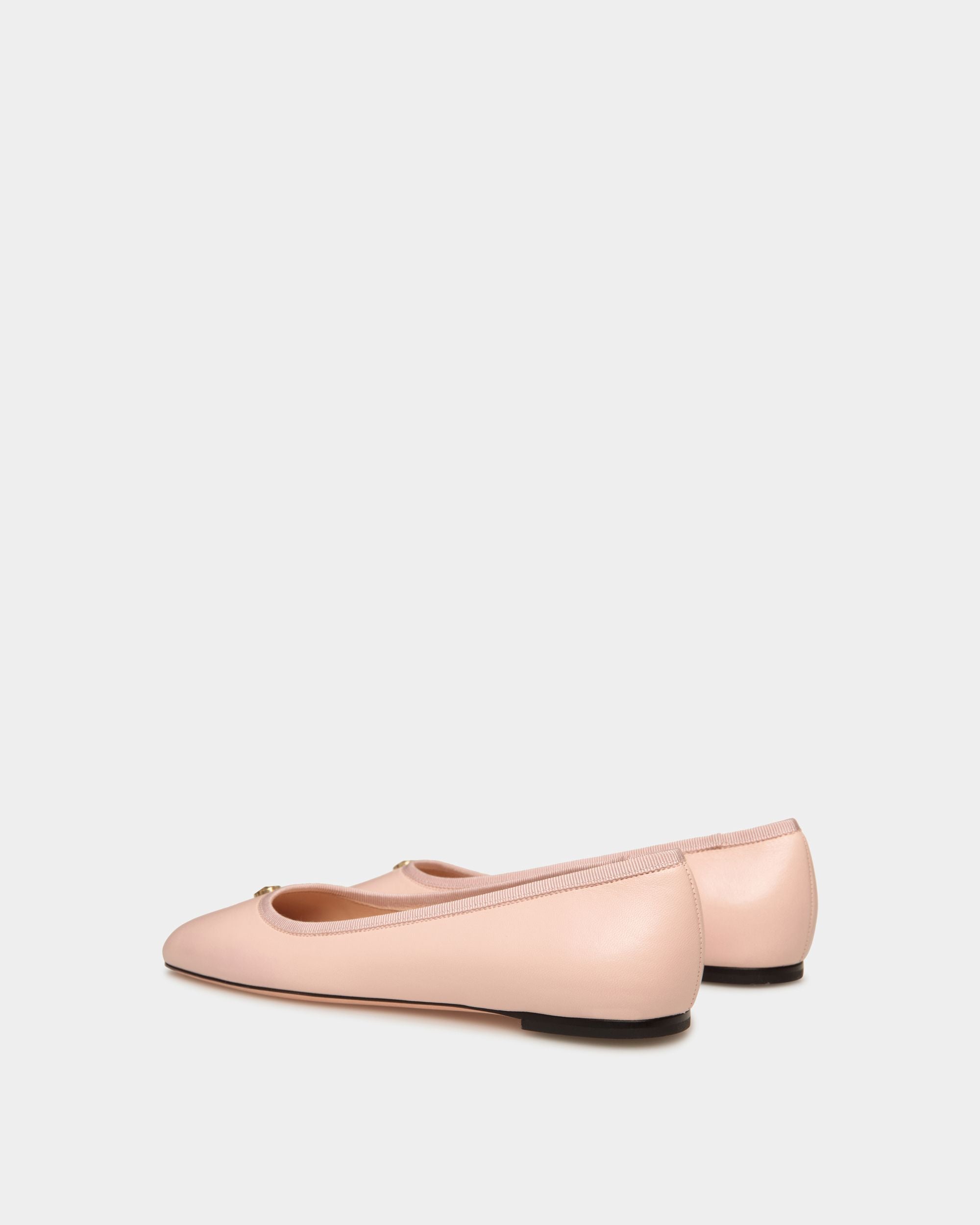 Chaussure À Talon Plat Ballyrina En Cuir Nappa Rose Clair - Femme - Bally - 03