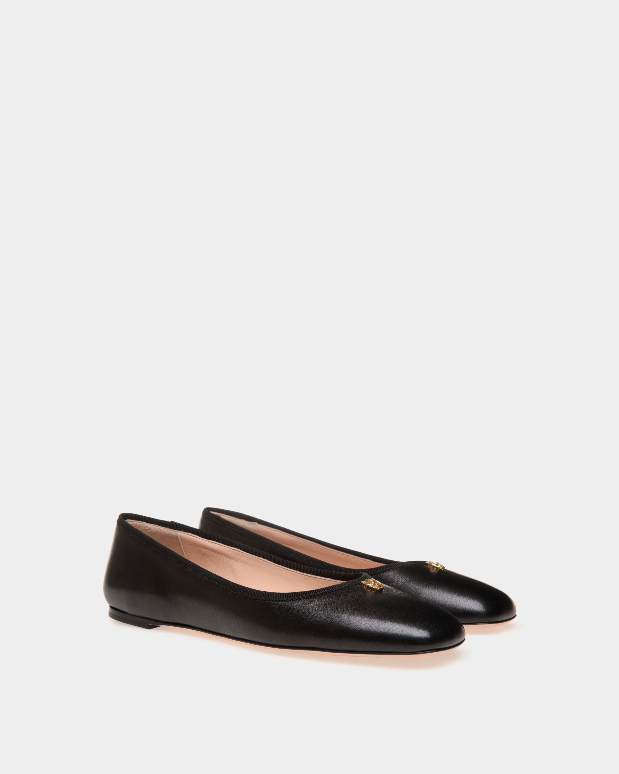 Chaussure À Talon Plat Ballyrina En Cuir Nappa Noir - Femme - Bally - 02