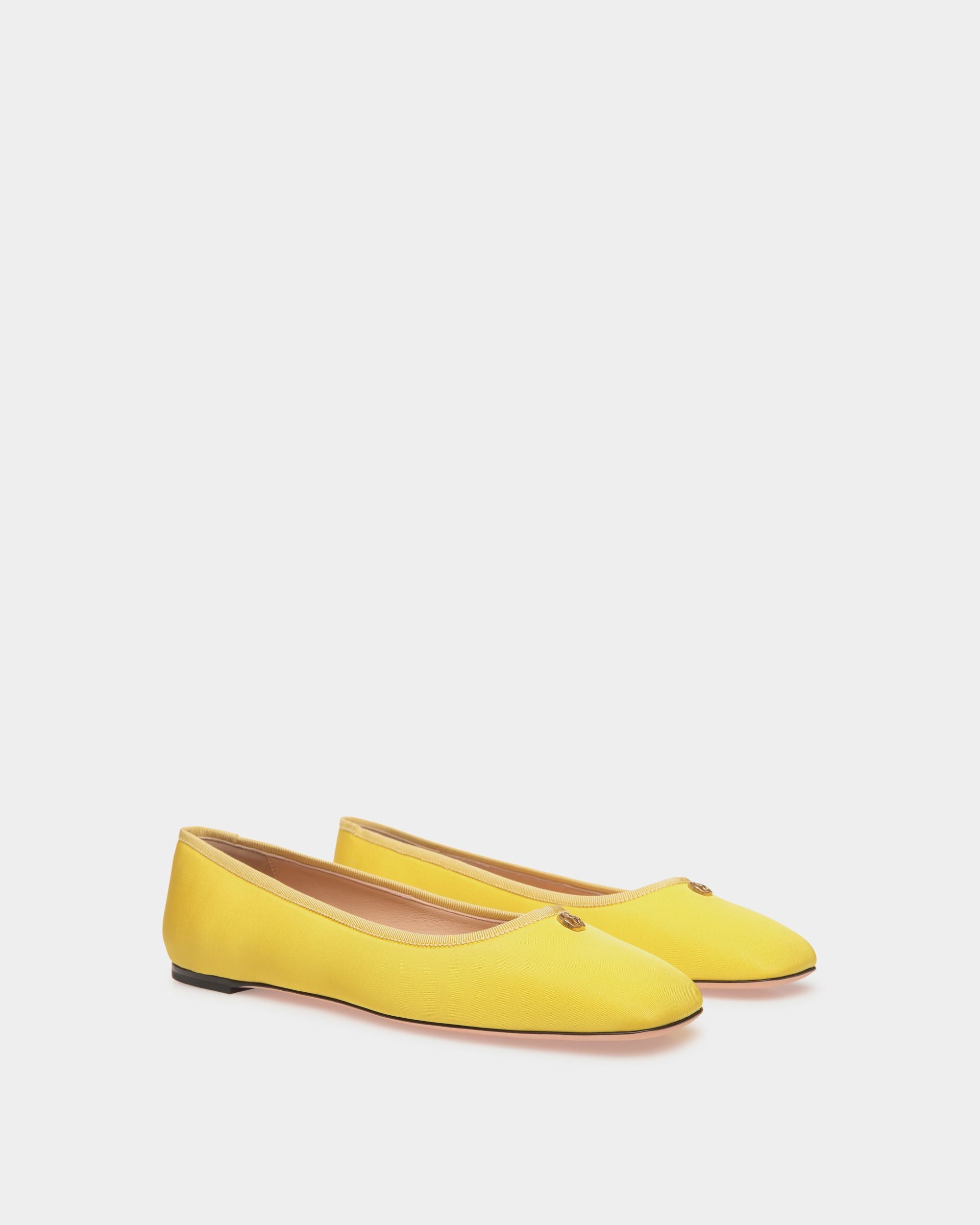 Chaussure À Talon Plat Ballyrina En Faille Jaune - Femme - Bally - 02