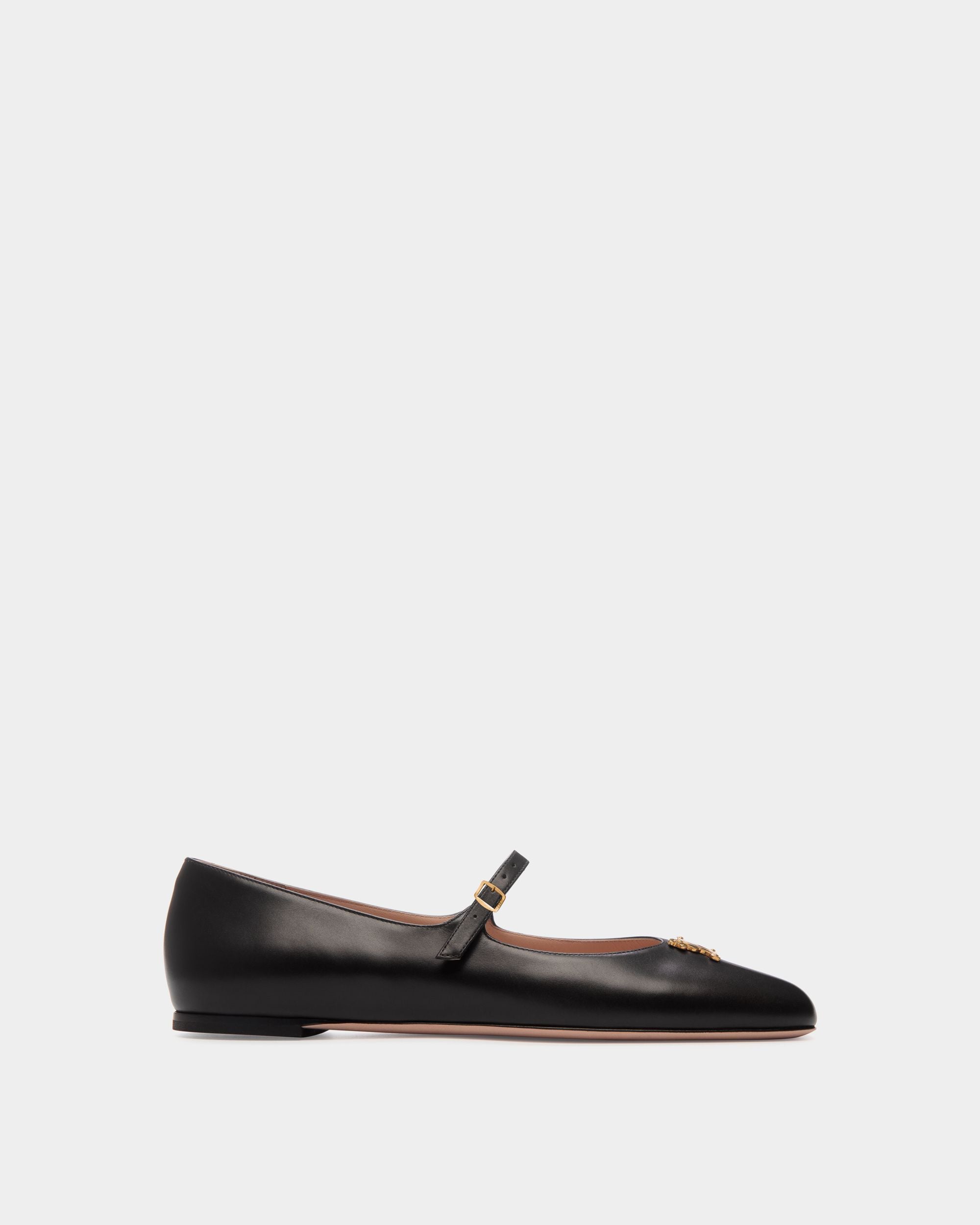 Chaussure Baby À Talon Plat Ballyrina En Cuir Noir - Femme - Bally - 01