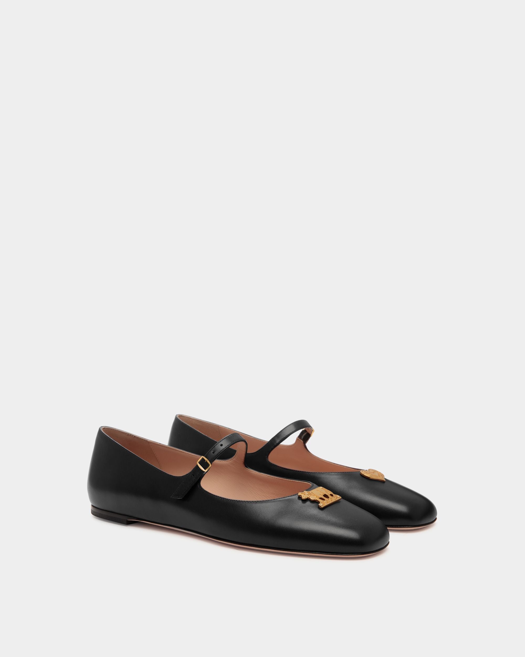 Chaussure Baby À Talon Plat Ballyrina En Cuir Noir - Femme - Bally - 03
