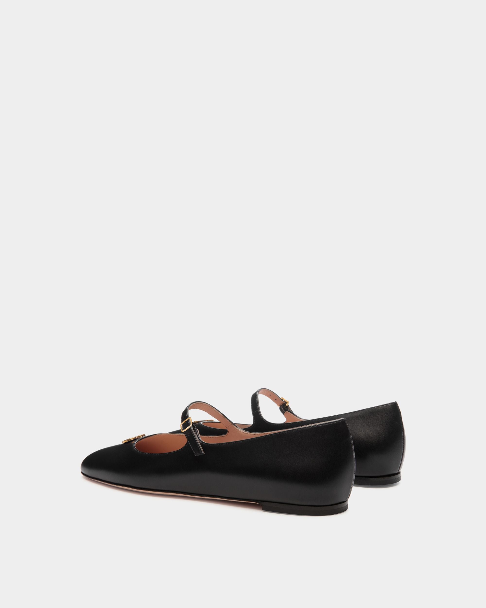 Chaussure Baby À Talon Plat Ballyrina En Cuir Noir - Femme - Bally - 04