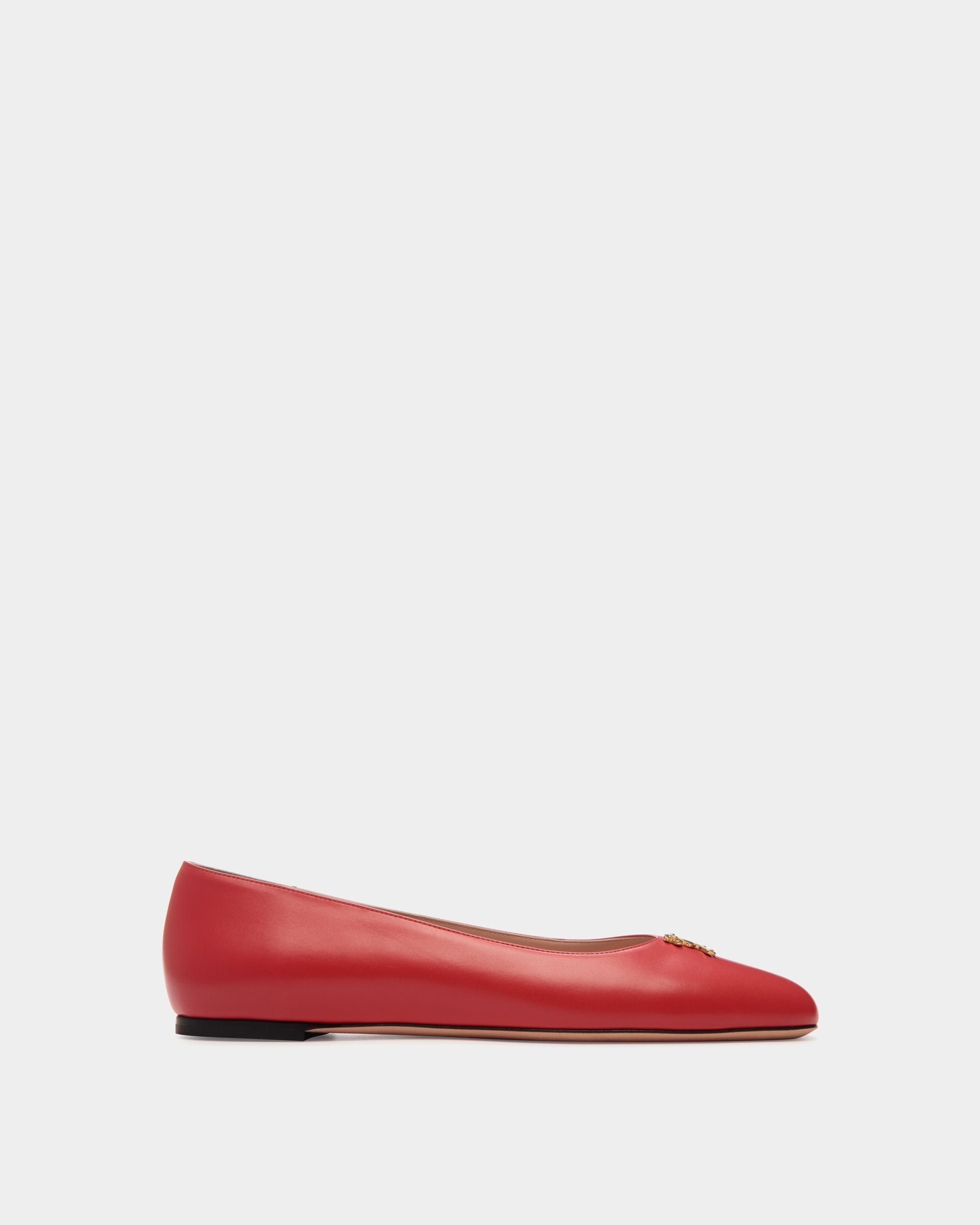 Chaussure Plate Ballyrina En Cuir Rouge - Femme - Bally - 01