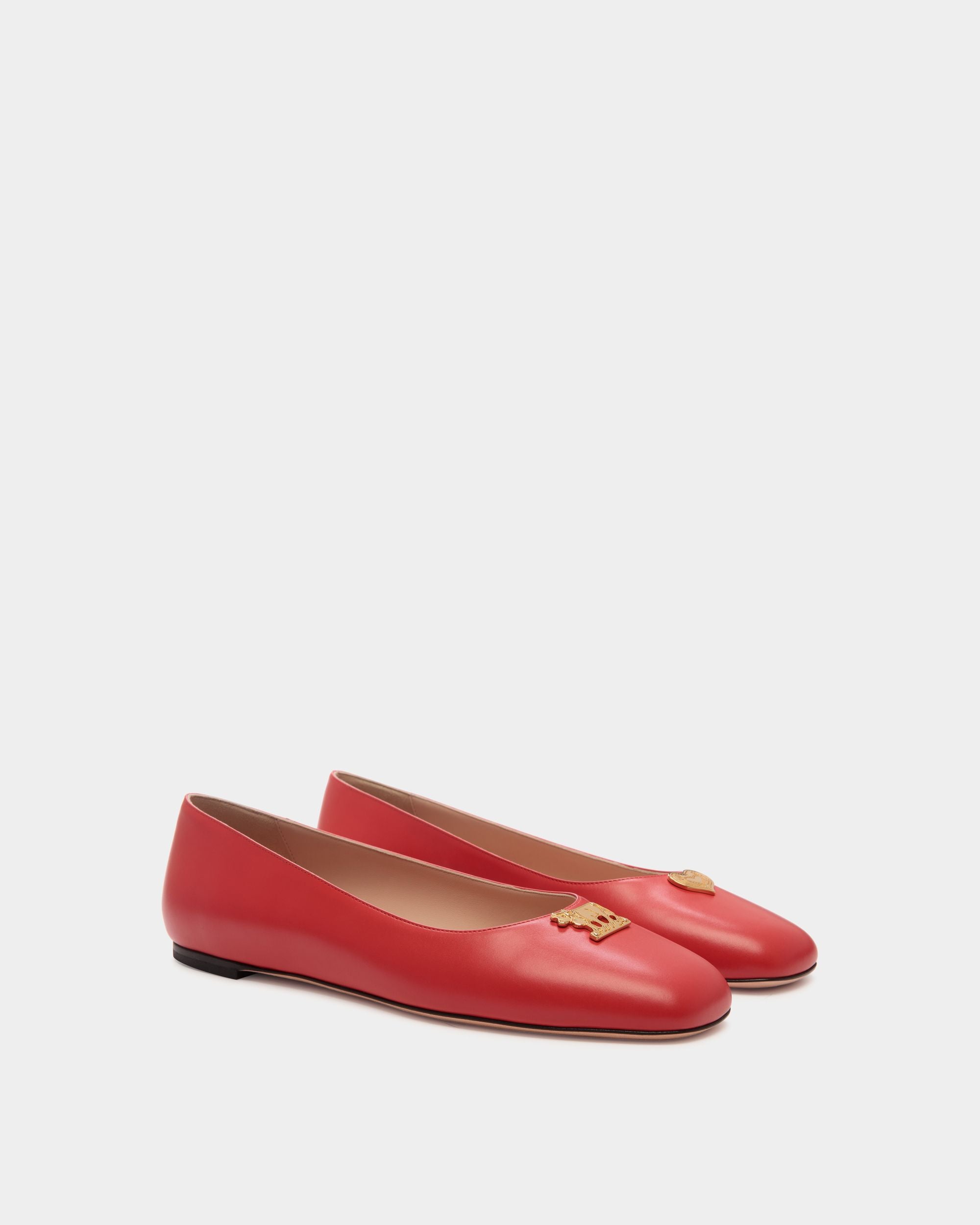 Chaussure Plate Ballyrina En Cuir Rouge - Femme - Bally - 03