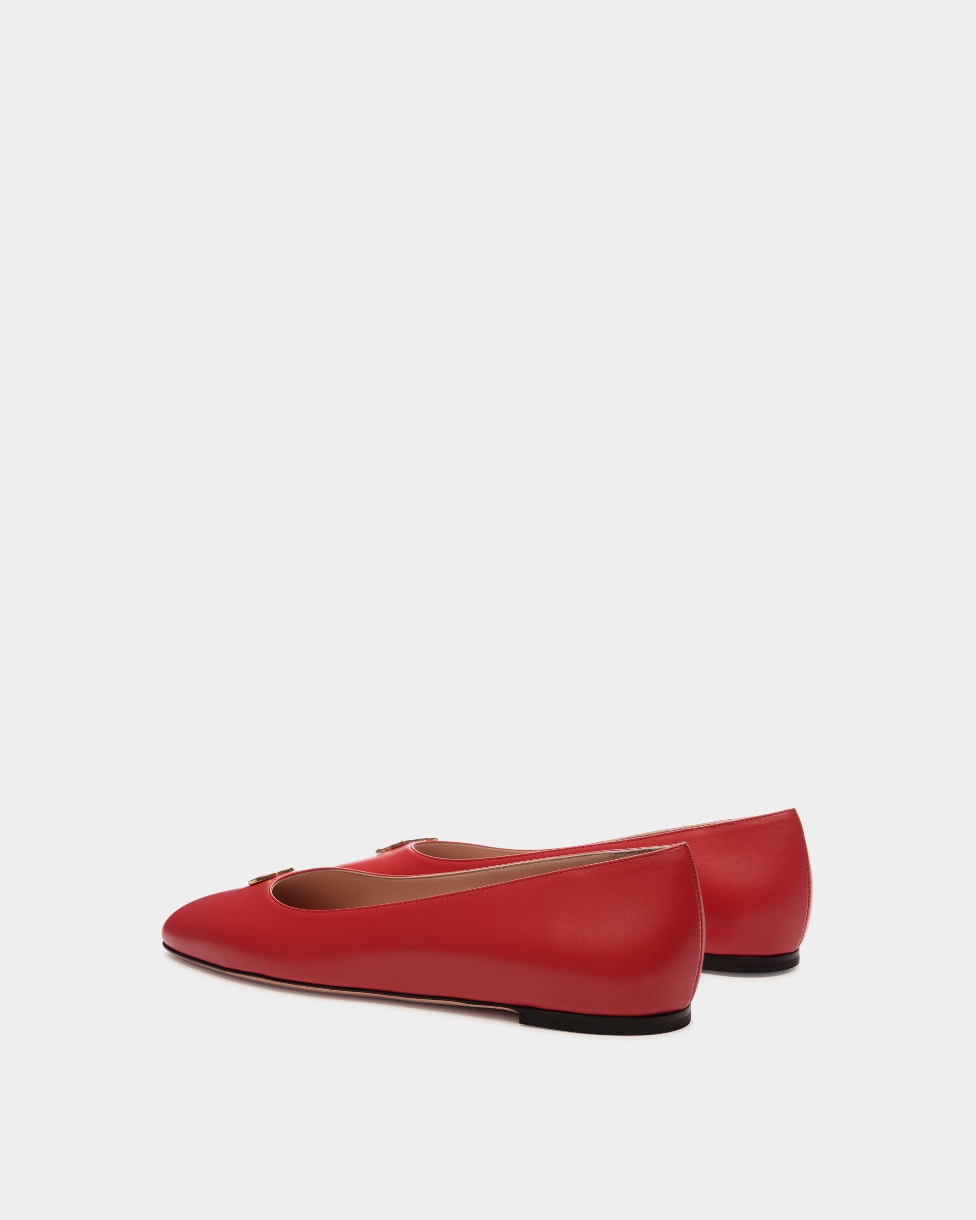 Chaussure Plate Ballyrina En Cuir Rouge - Femme - Bally - 04