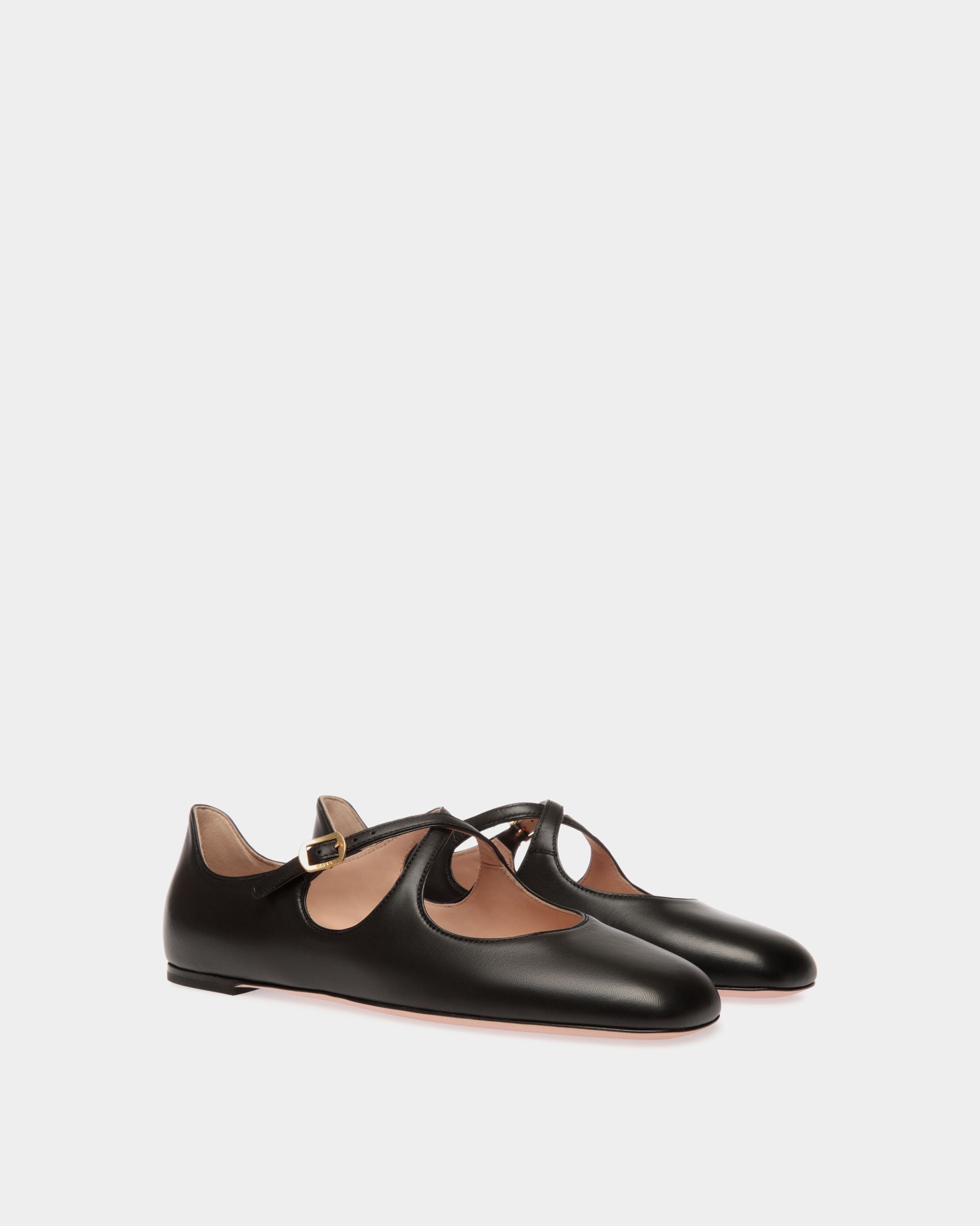 Chaussure À Talon Plat Ballyrina En Cuir Noir - Femme - Bally - 03