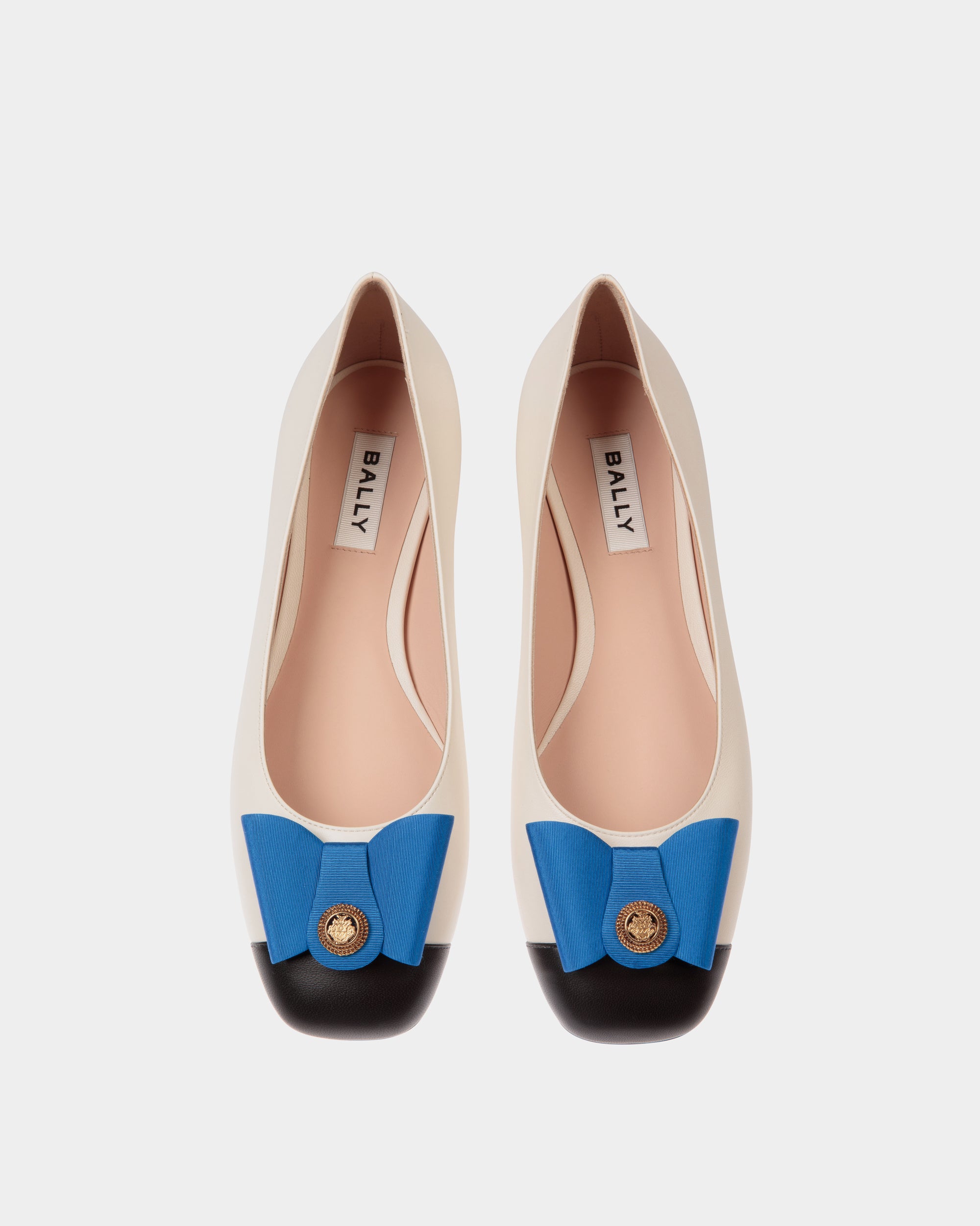 Chaussure À Talon Plat B-Bow En Cuir Noir Et Blanc - Femme - Bally - 05