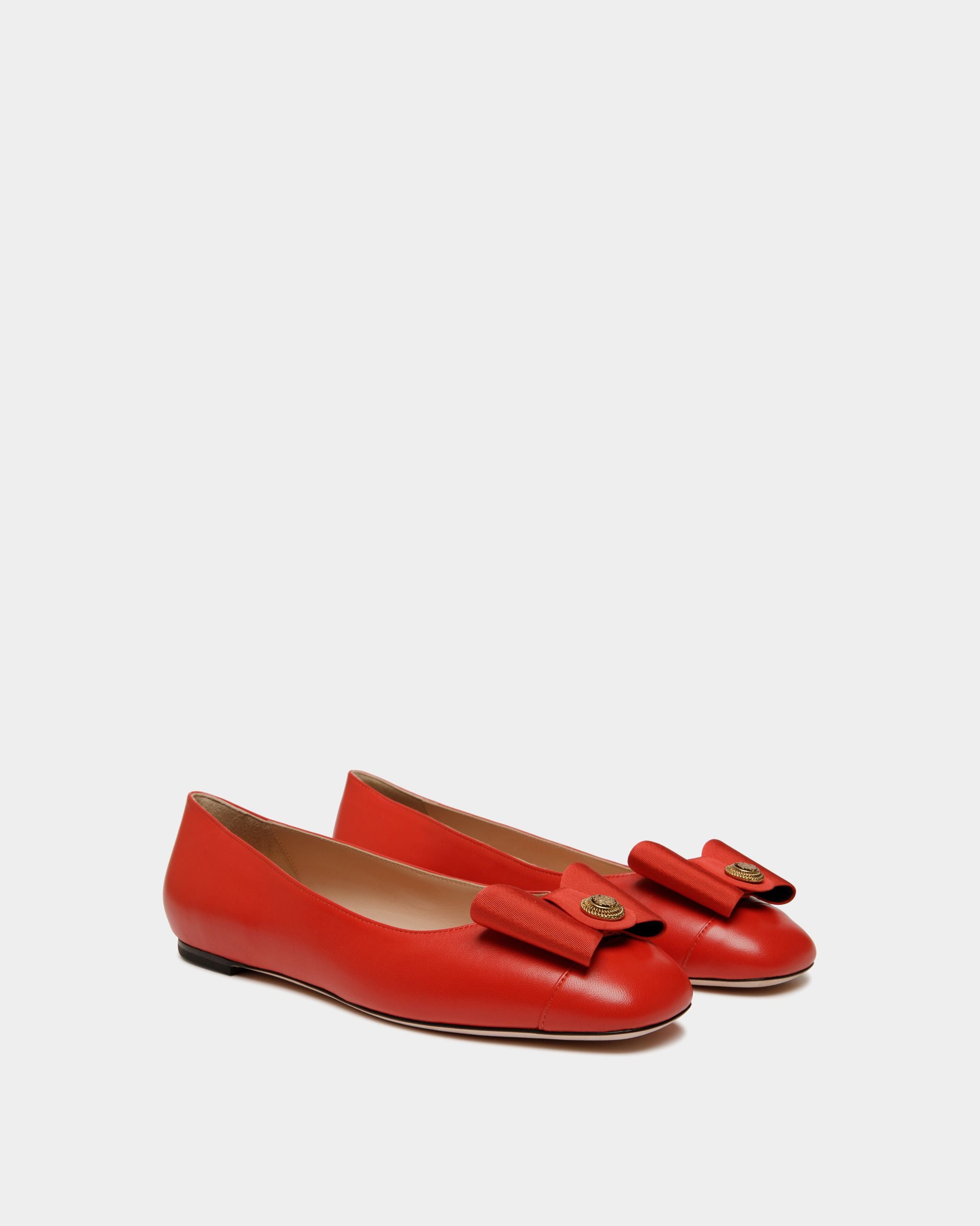 Chaussure À Talon Plat B-Bow En Cuir Rouge - Femme - Bally - 03