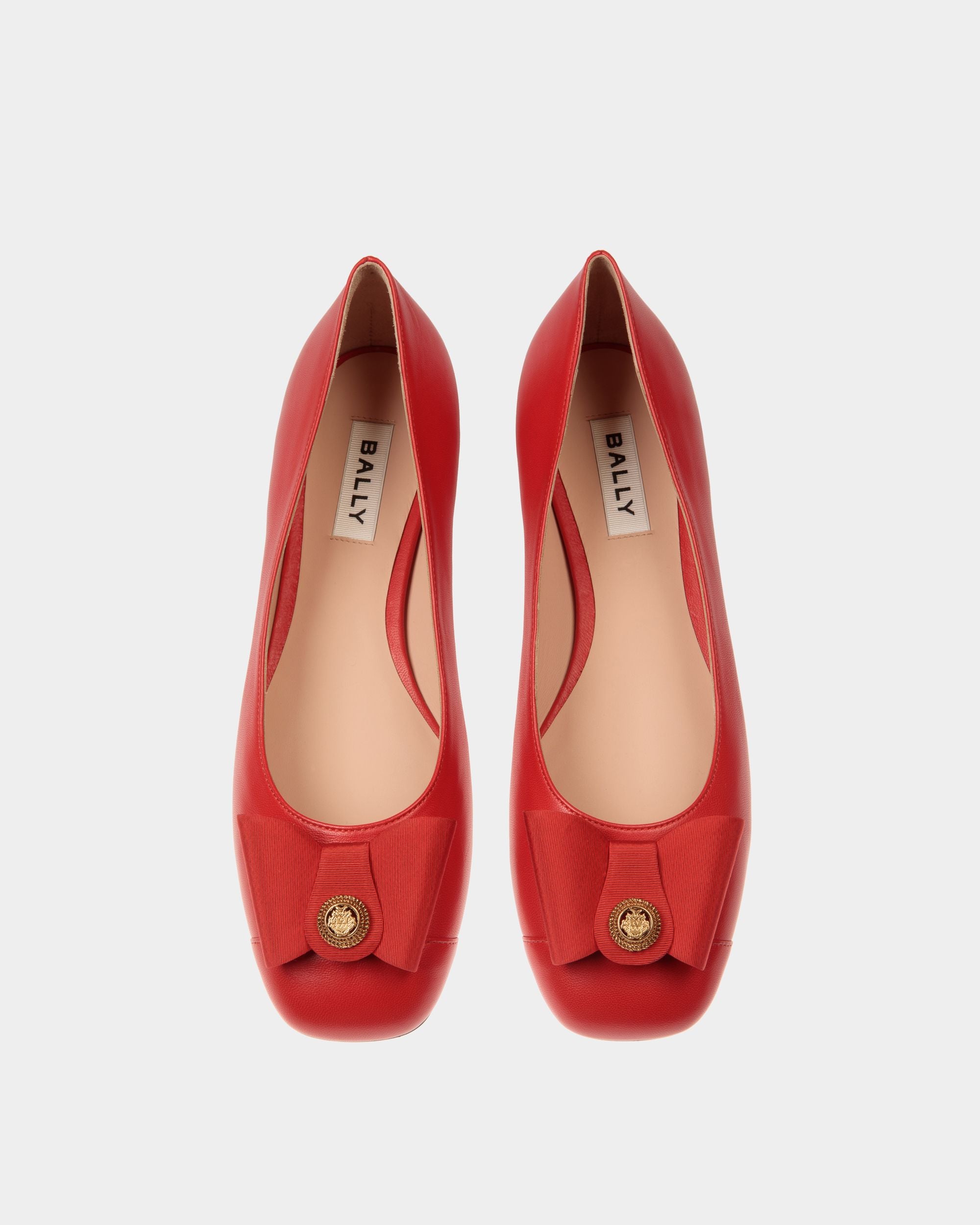 Chaussure À Talon Plat B-Bow En Cuir Rouge - Femme - Bally - 05