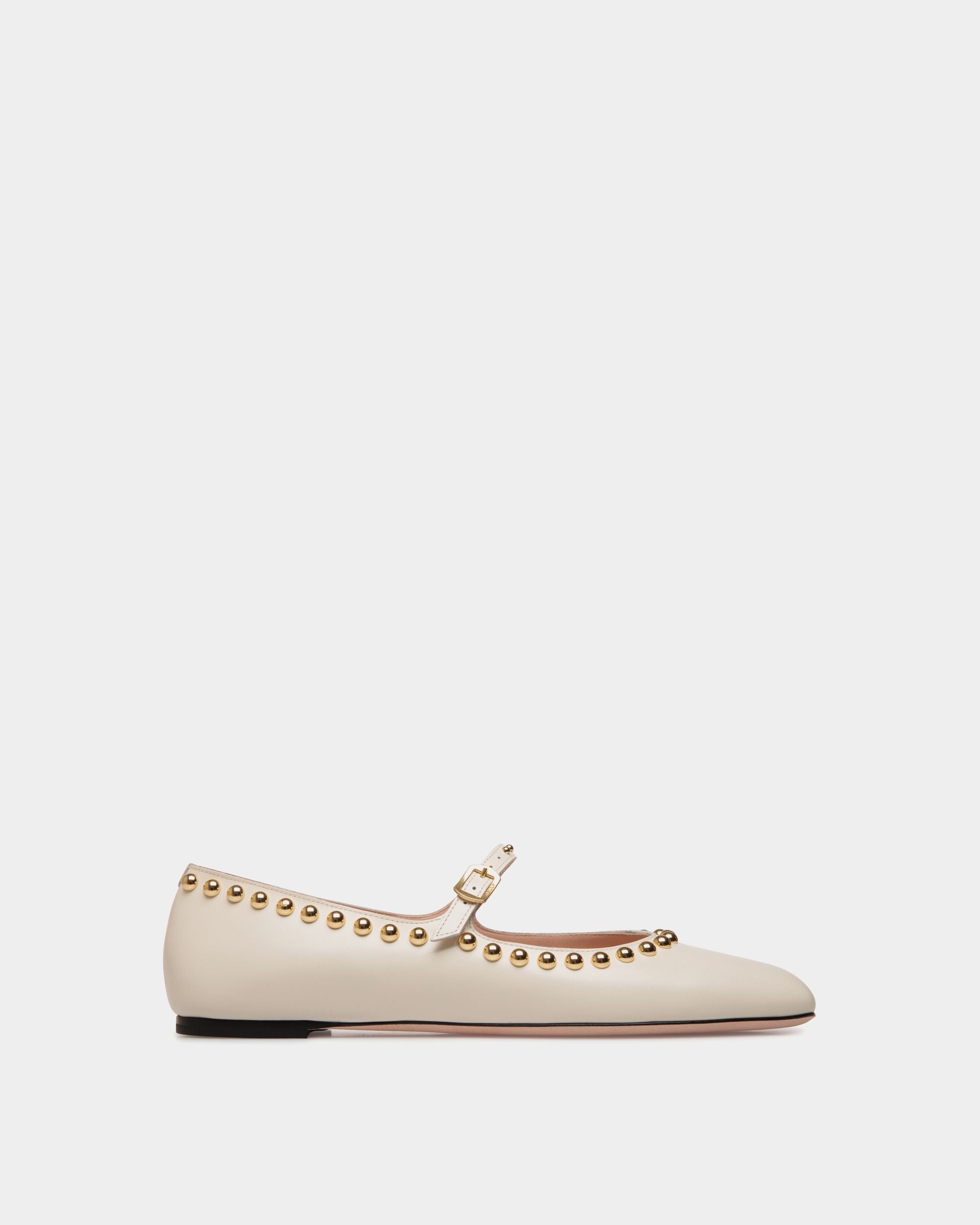 Chaussure À Talon Plat Ballyrina En Cuir Ivoire - Femme - Bally - 01
