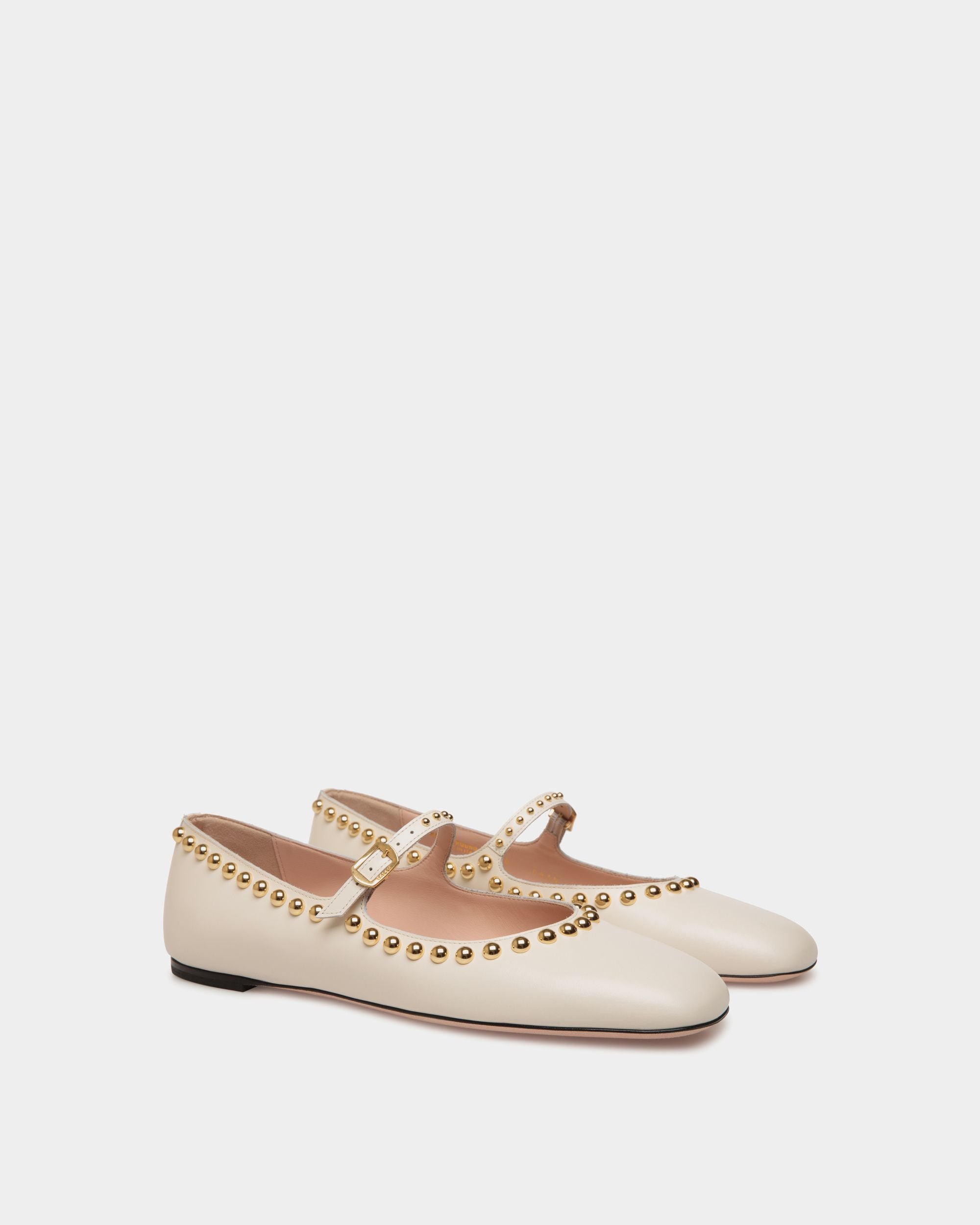 Chaussure À Talon Plat Ballyrina En Cuir Ivoire - Femme - Bally - 03
