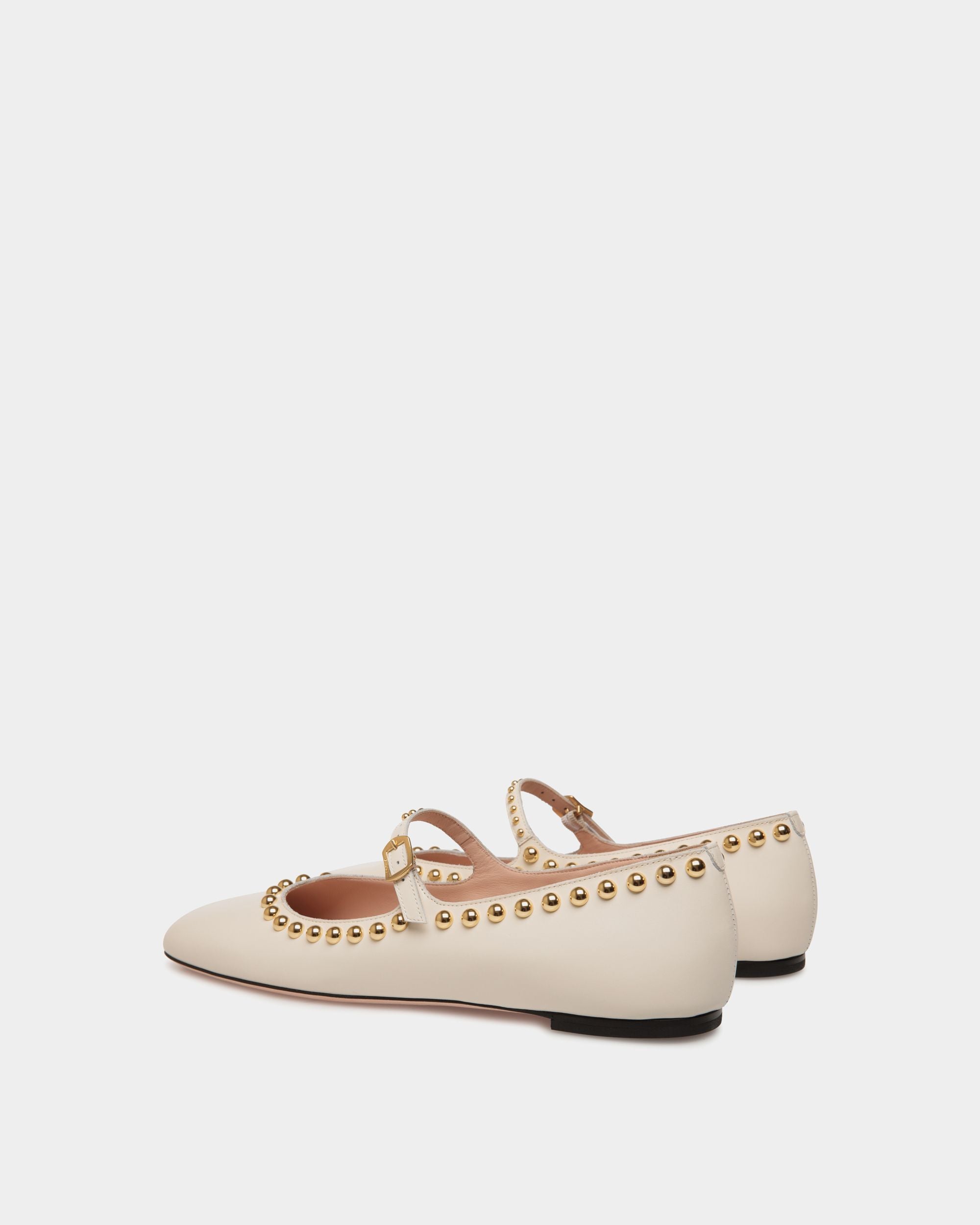 Chaussure À Talon Plat Ballyrina En Cuir Ivoire - Femme - Bally - 04