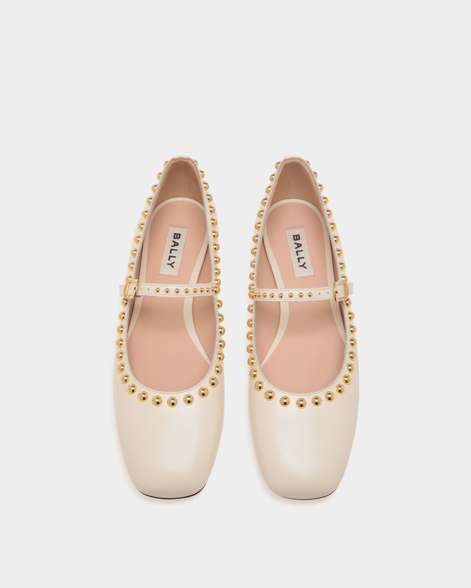 Chaussure À Talon Plat Ballyrina En Cuir Ivoire - Femme - Bally - 05