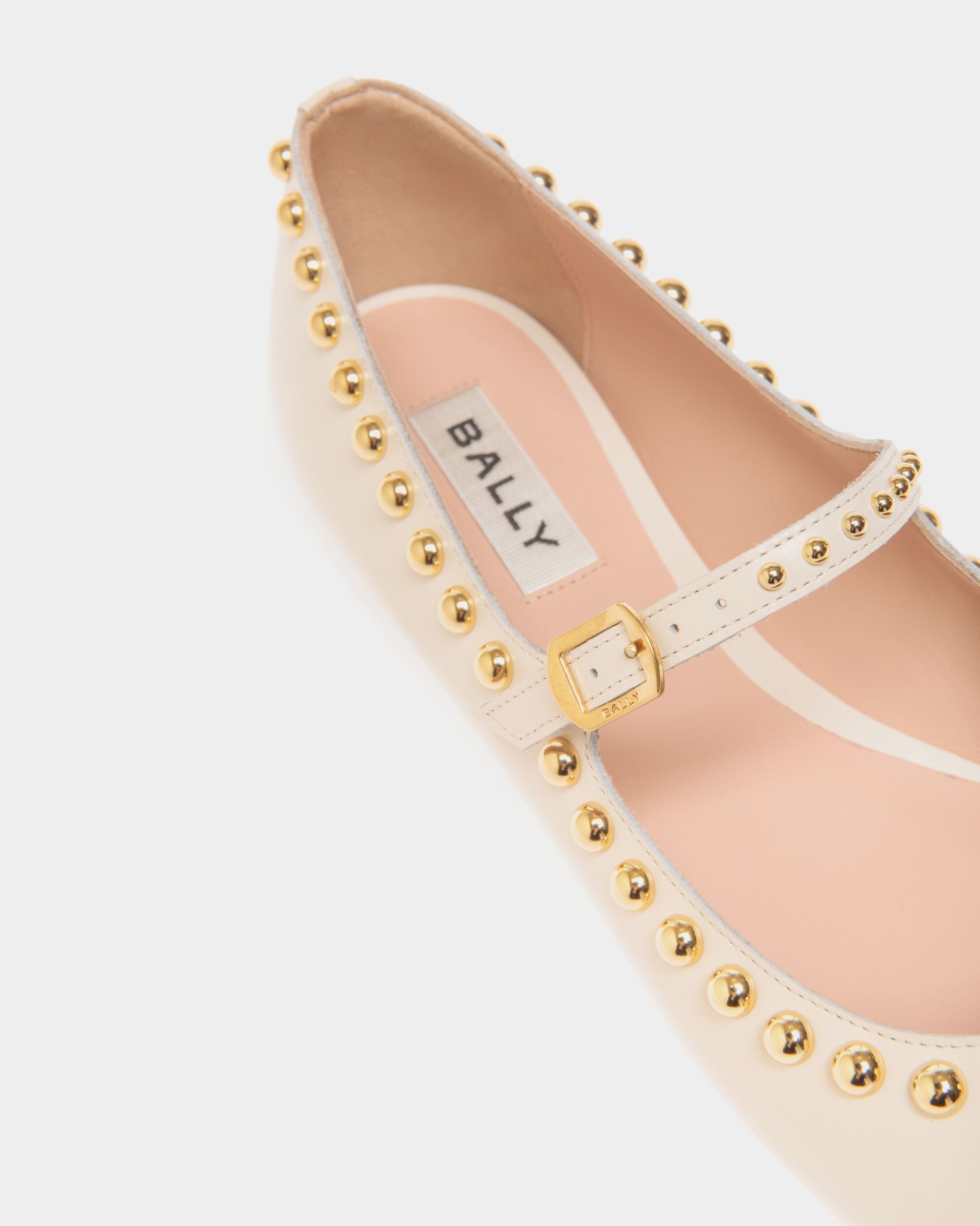 Chaussure À Talon Plat Ballyrina En Cuir Ivoire - Femme - Bally - 06