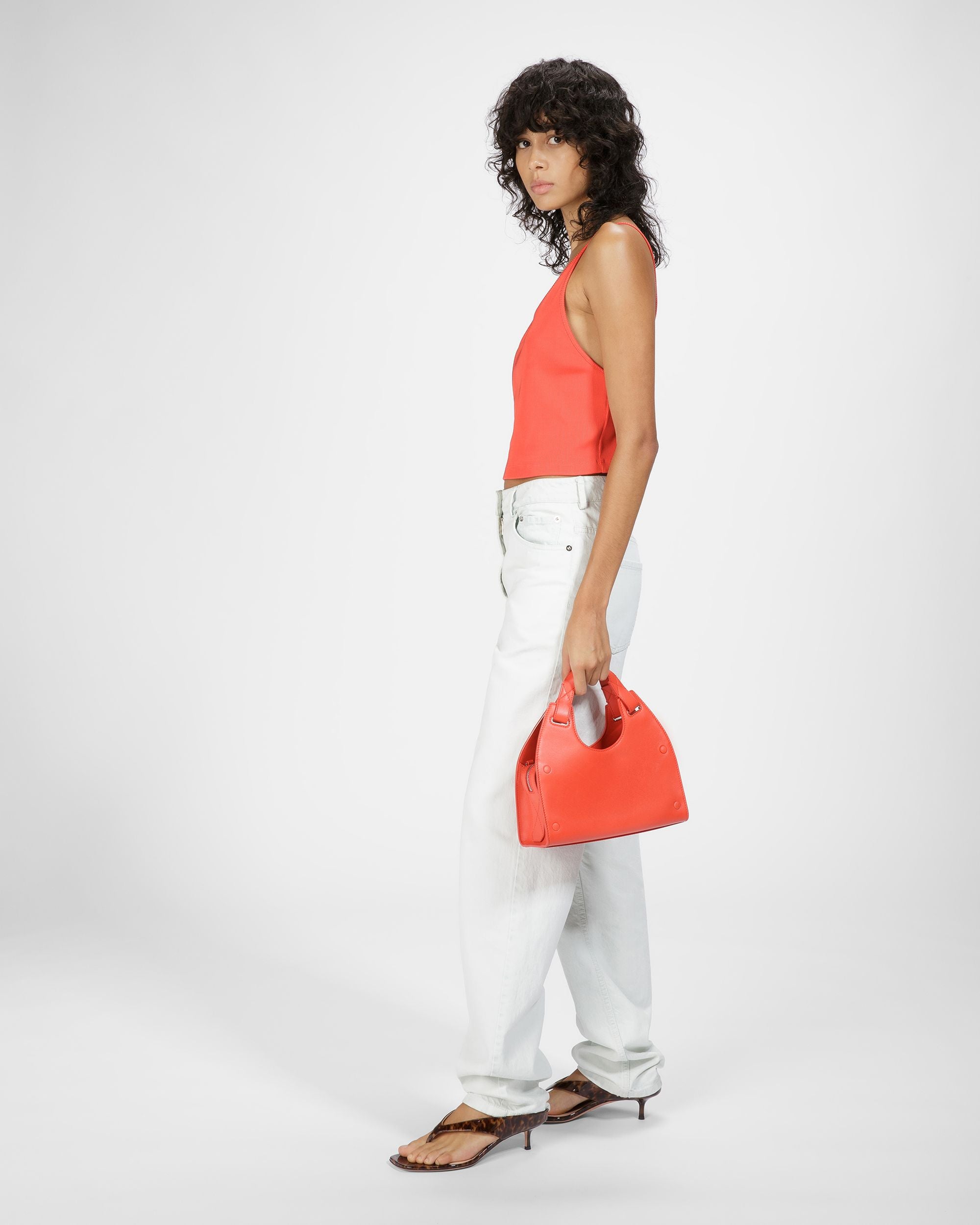 Ahres S Sac À Bandoulière En Cuir Orange - Femme - Bally - 05