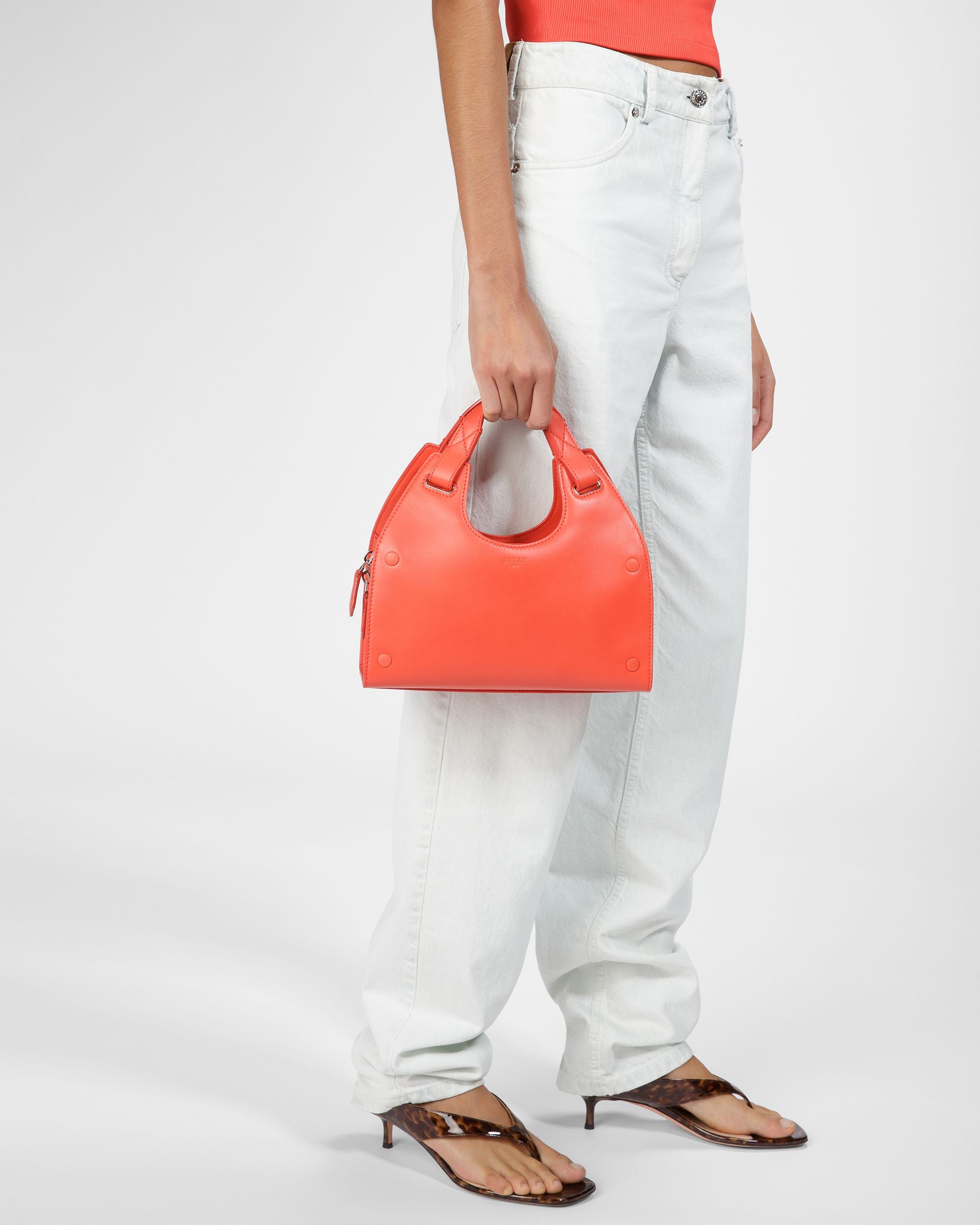 Ahres S Sac À Bandoulière En Cuir Orange - Femme - Bally - 07