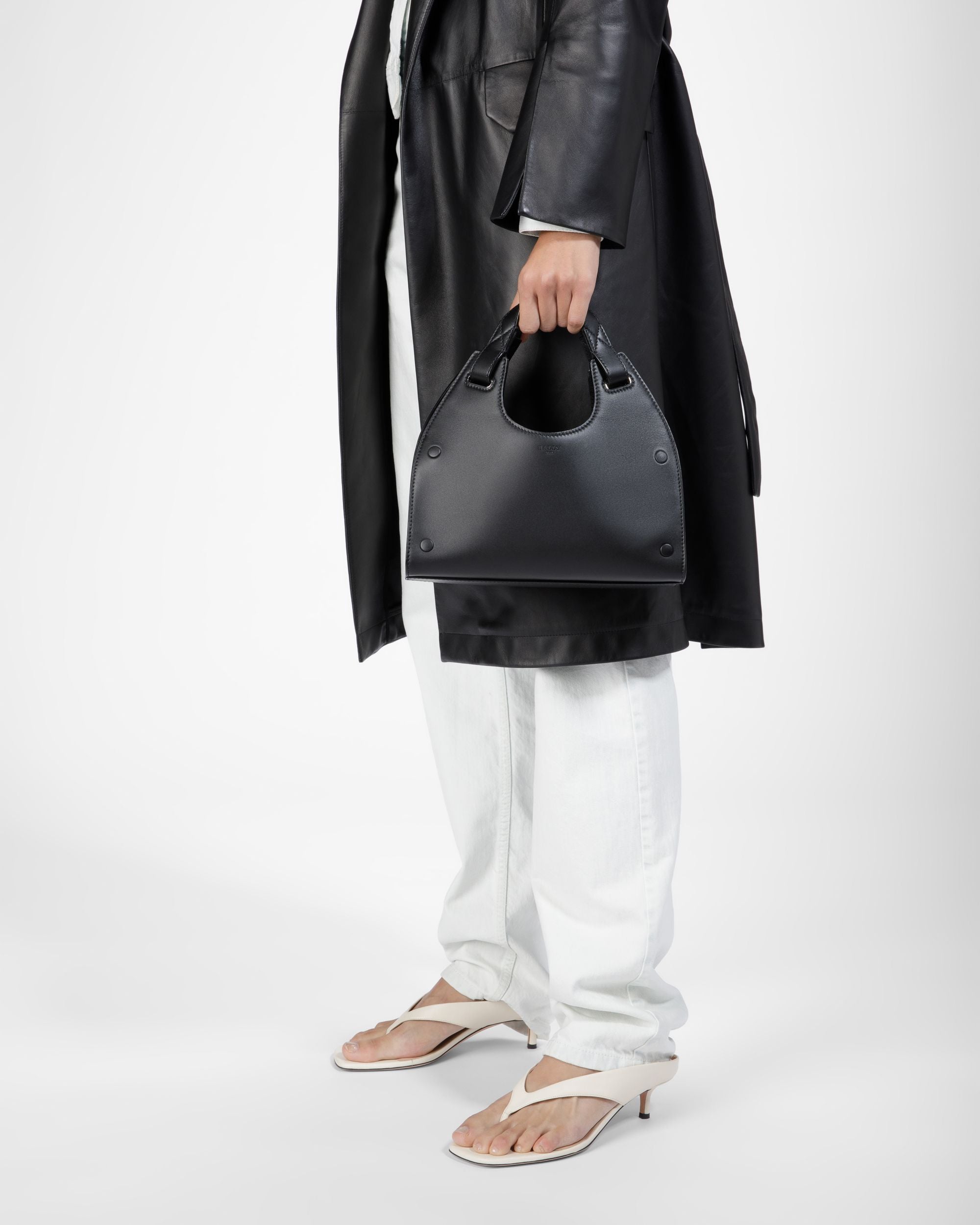 Ahres Small Sac Porté Épaule En Cuir Noir - Femme - Bally - 08