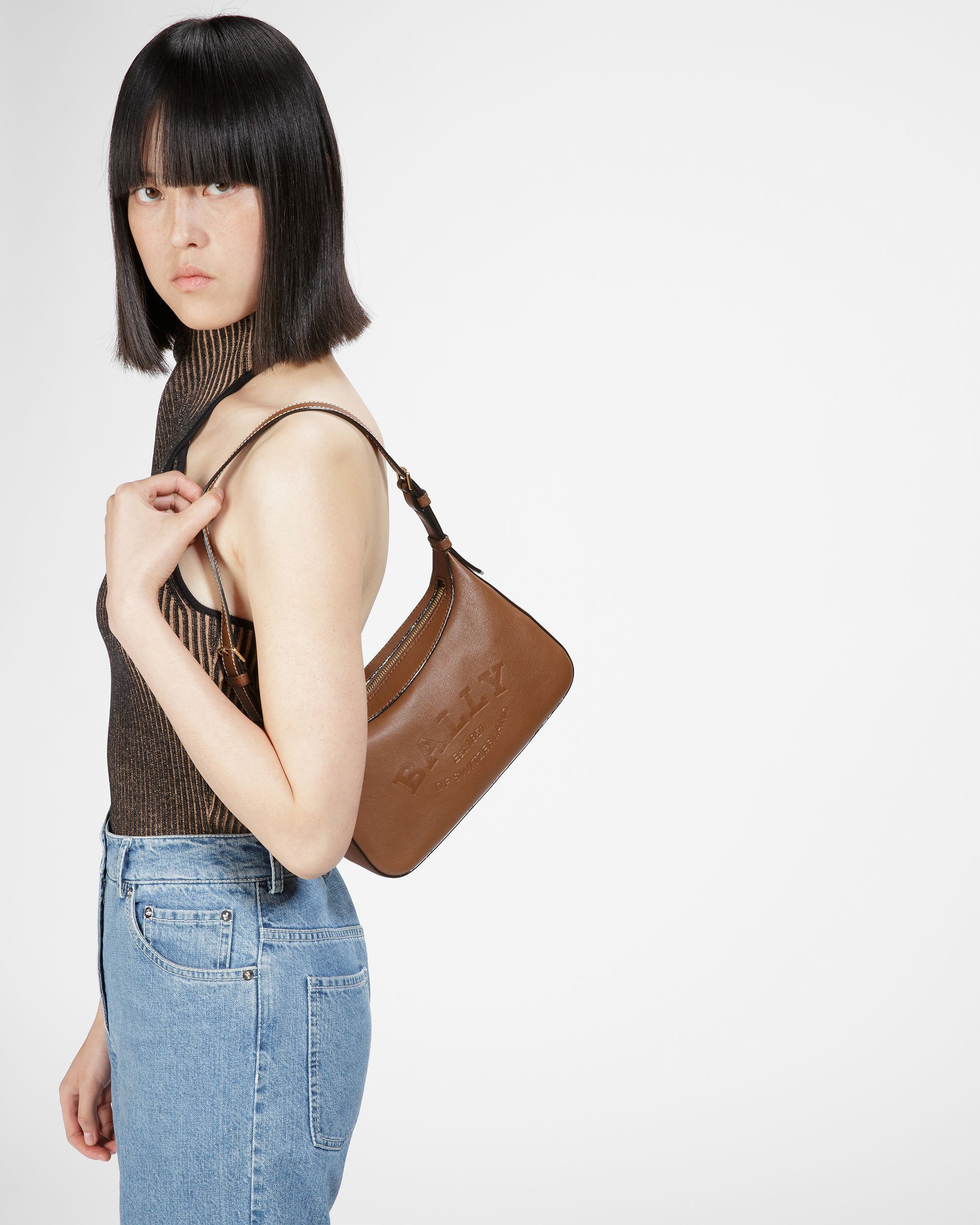 Coralye Sac À Bandoulière En Cuir Marron - Femme - Bally - 02
