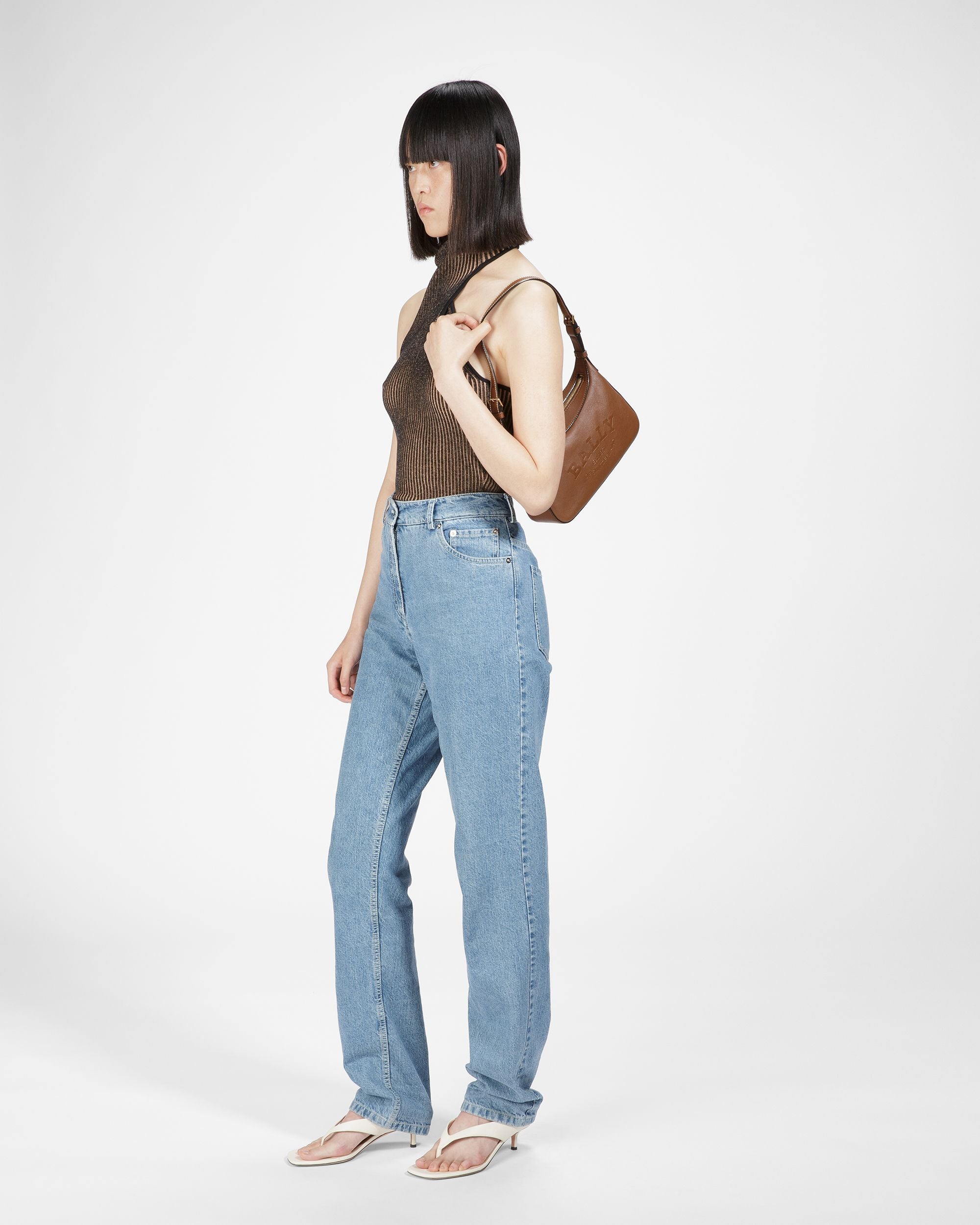 Coralye Sac À Bandoulière En Cuir Marron - Femme - Bally - 06