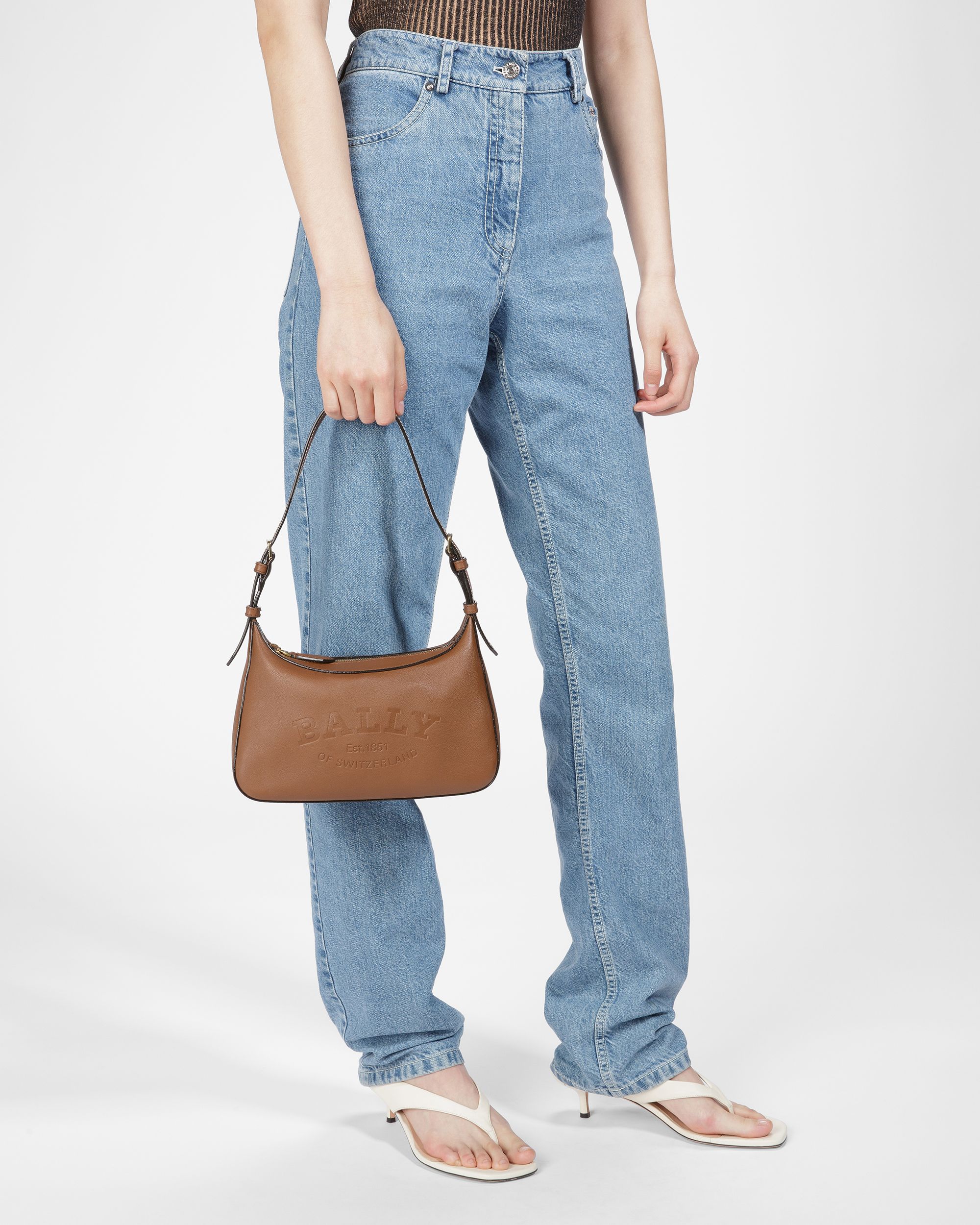 Coralye Sac À Bandoulière En Cuir Marron - Femme - Bally - 08