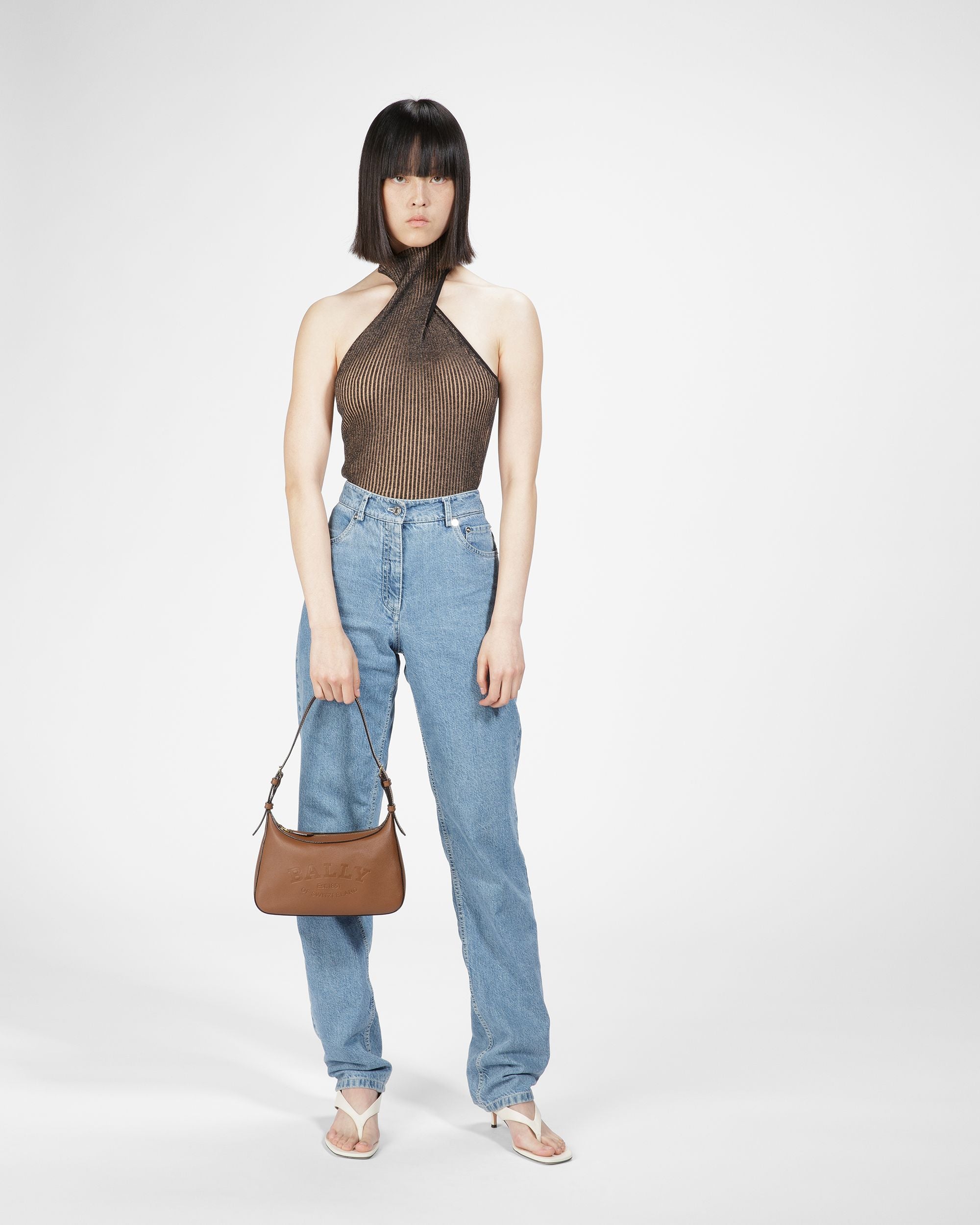 Coralye Sac À Bandoulière En Cuir Marron - Femme - Bally - 09