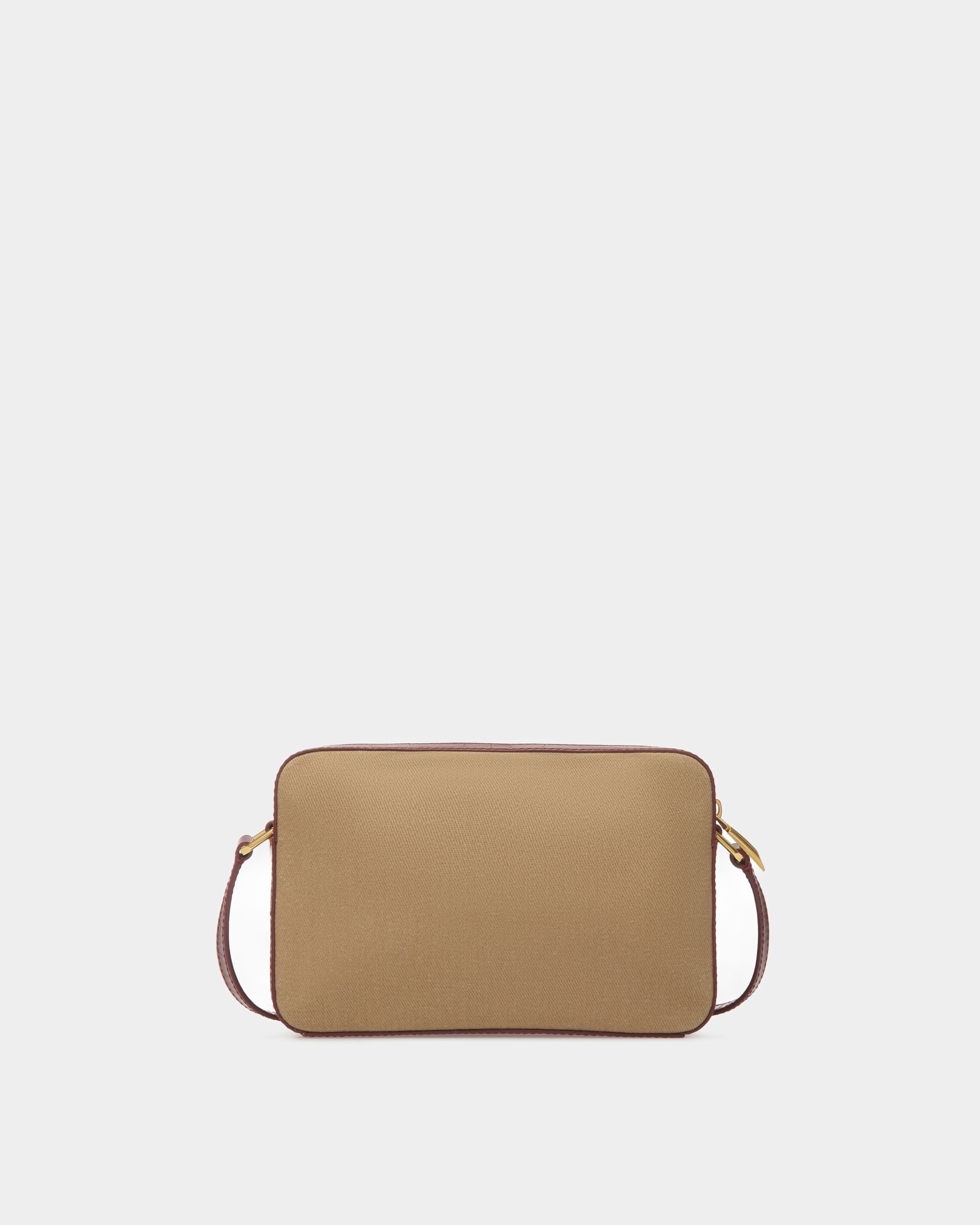 Sac À Bandoulière Bar En Tissu Sable Et Bordeaux - Femme - Bally - 03