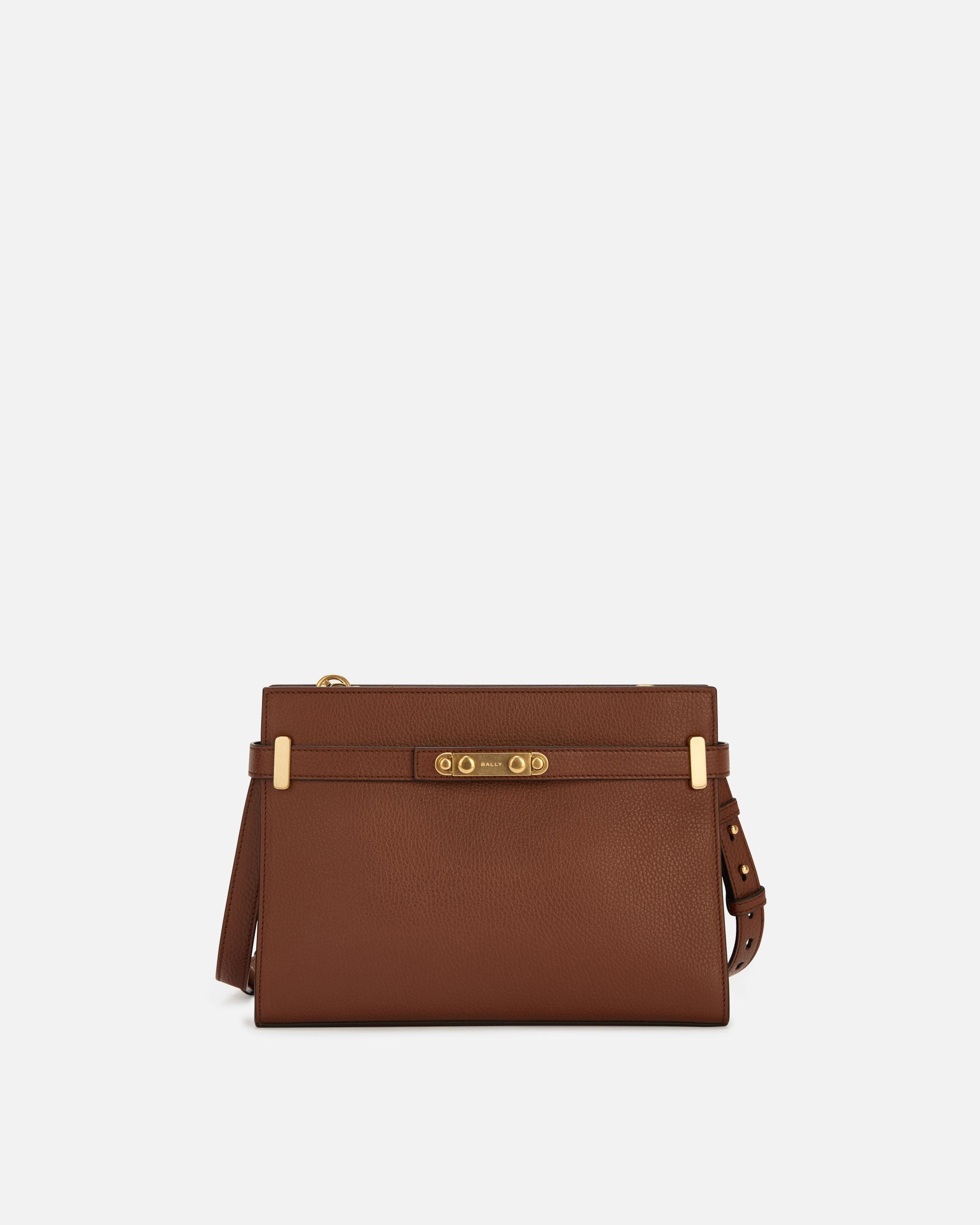 Sac D’épaule Carriage En Cuir Grainé Marron - Femme - Bally - 01