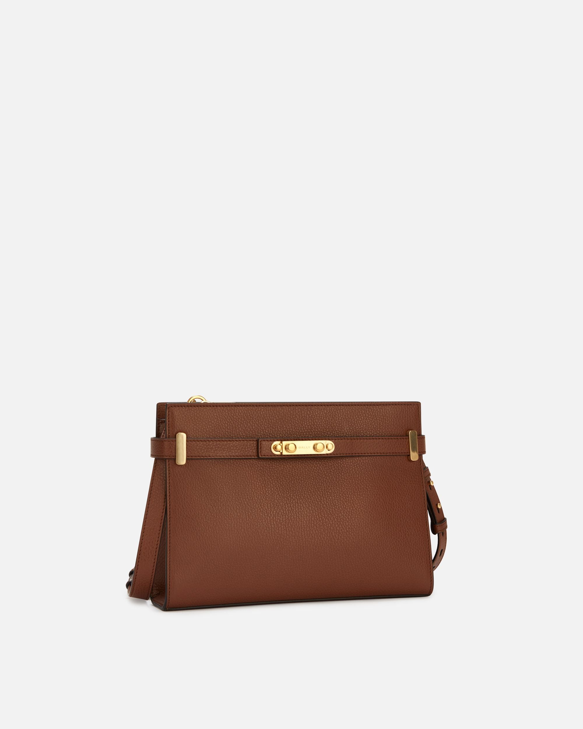 Sac D’épaule Carriage En Cuir Grainé Marron - Femme - Bally - 03