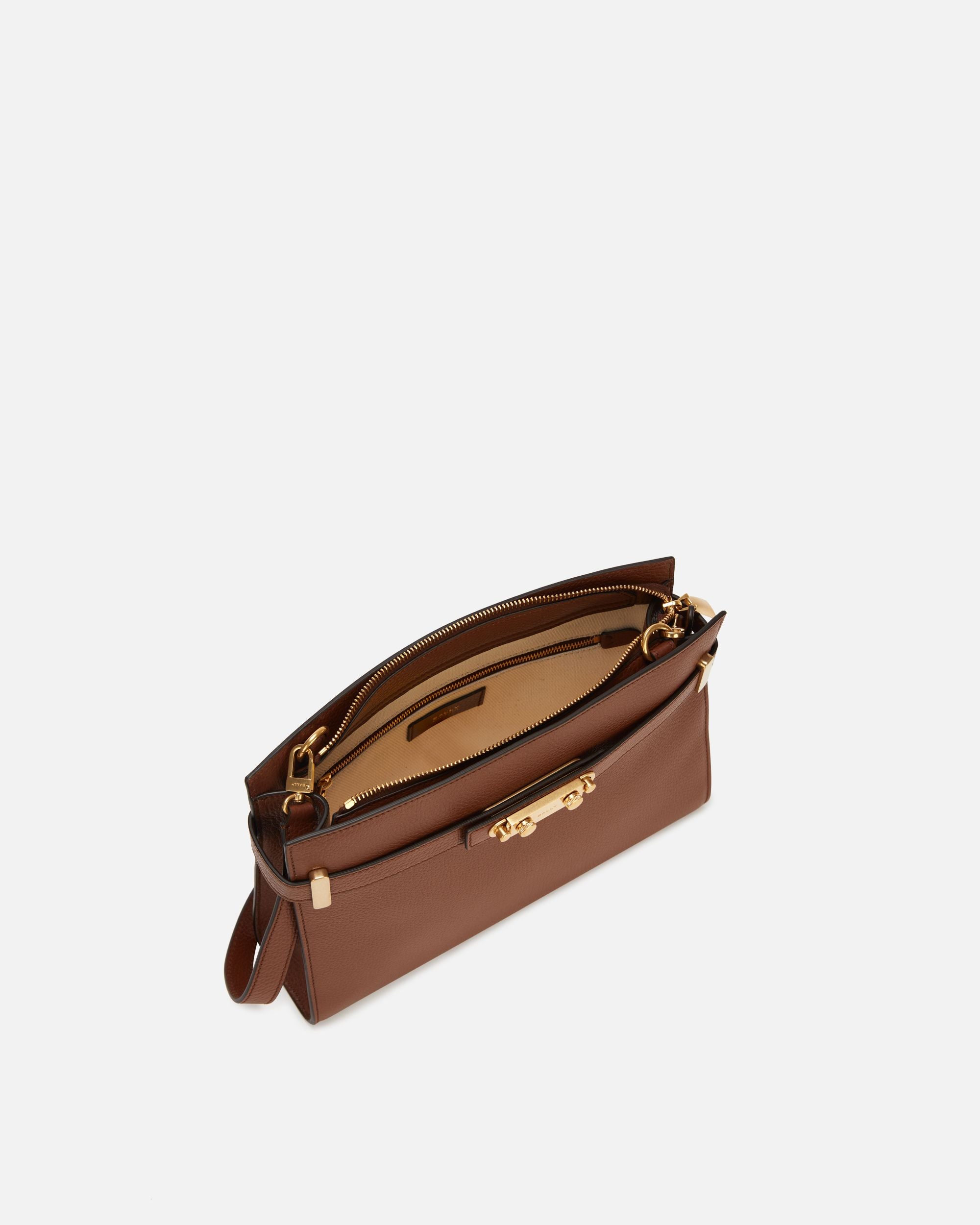 Sac D’épaule Carriage En Cuir Grainé Marron - Femme - Bally - 04